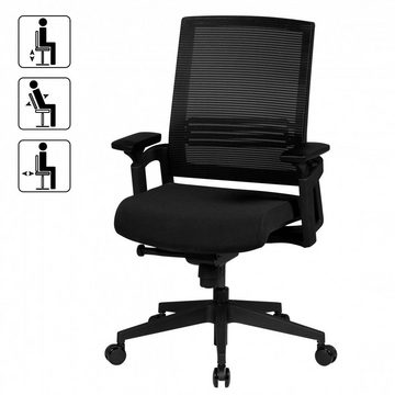Amstyle Chefsessel SPM1.319 (Stoffbezug Schwarz, Schreibtischstuhl mit Armlehne), Bürostuhl 120 kg, Drehstuhl Modern mit Rollen