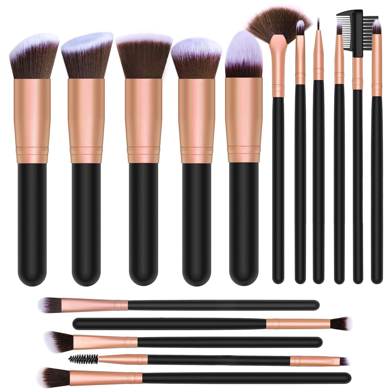 MOPUEA Kosmetikpinsel-Set 16-St. Schminkpinsel Set Make-up Pinsel Premium Kosmetikpinsel, 16 tlg., für Foundation Concealer Lidschatten Rouge Puder Augen professionell