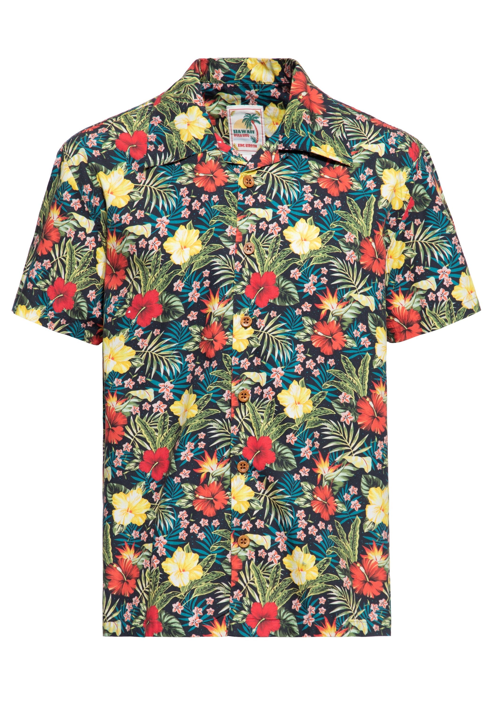 KingKerosin Kurzarmhemd mit Tropical Hawaiian Style