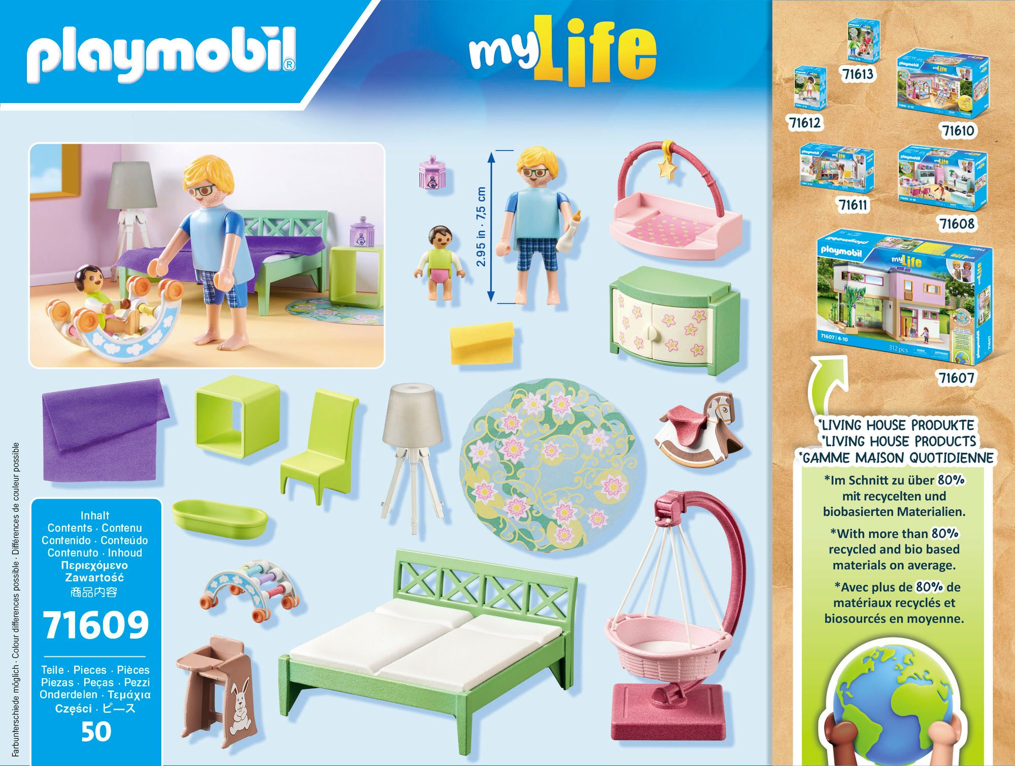 Playmobil® Schlafzimmer mit Babyspielecke (71609), myLife Konstruktions-Spielset, (50 St), Made in Europe – Bild 5 von 5