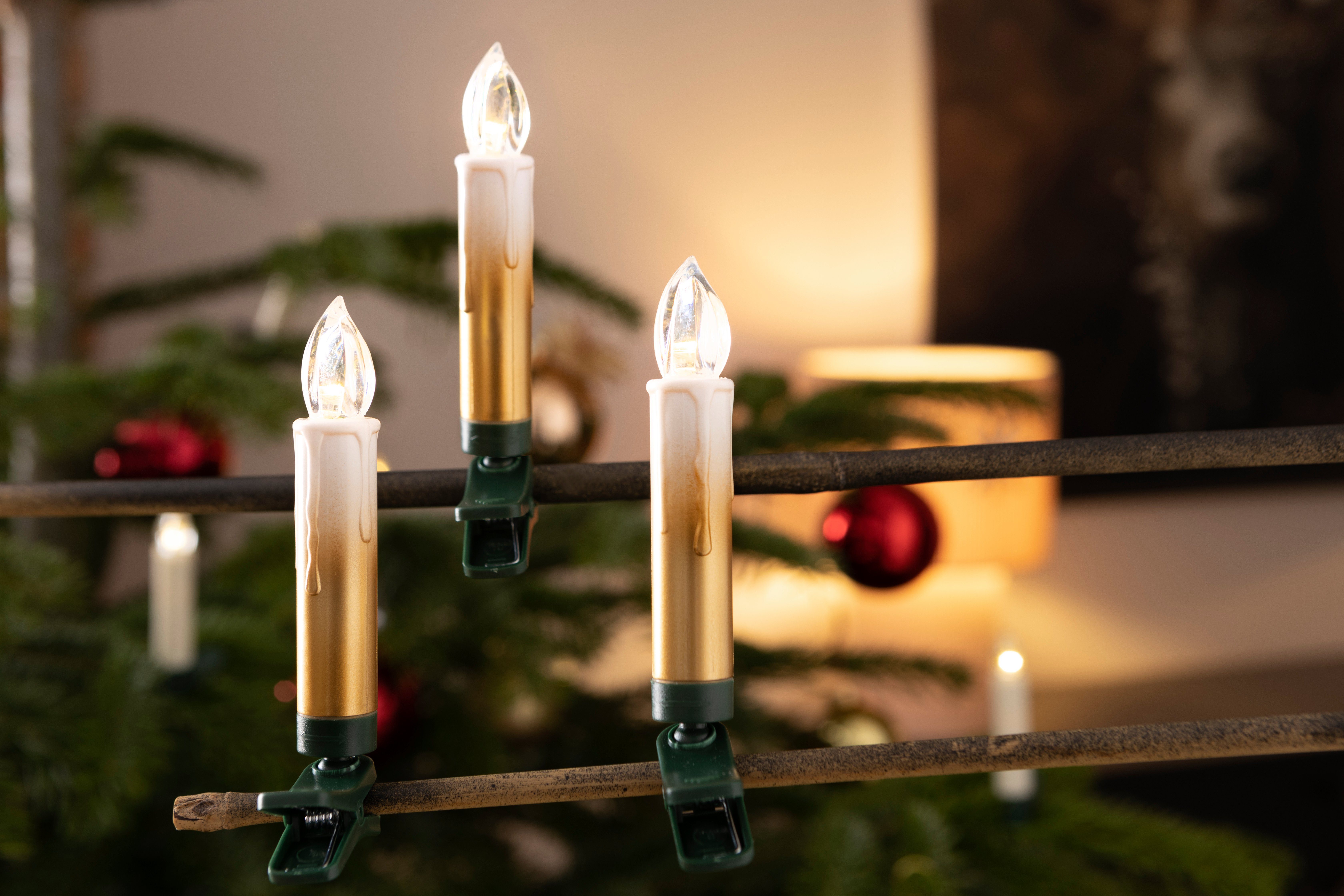 Farbverlauf, mit cm, Leonique kabellos Weihnachtsdeko, Ahmady, 25-flammig, LED-Christbaumkerzen ca. Kerzen 10,2 25 Höhe Christbaumschmuck