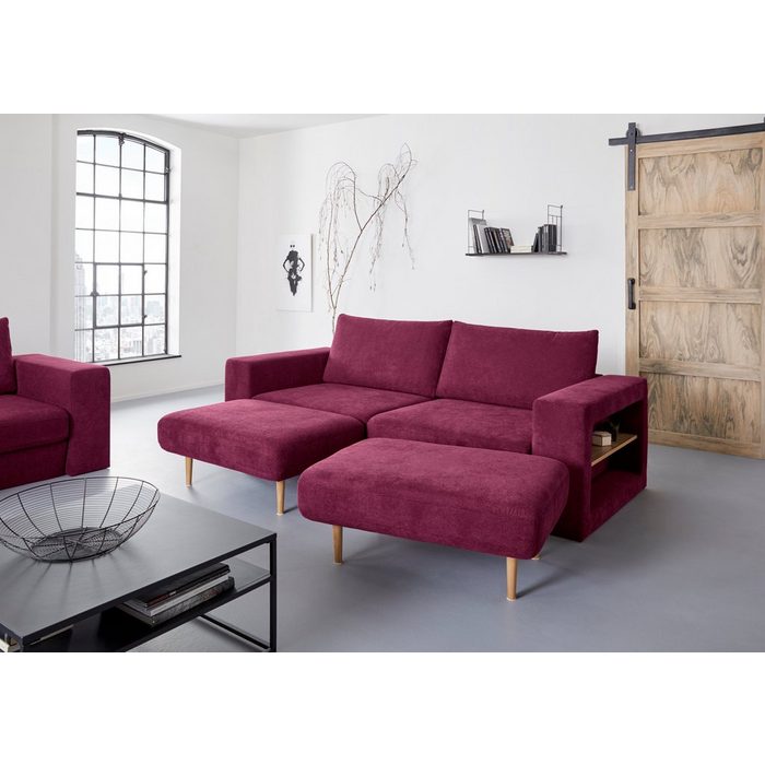 LOOKS by Wolfgang Joop 4-Sitzer Looksvb Verwandlungssofa: aus Sofa wird Sofa mit 2 Hockern mit Regalfunktion