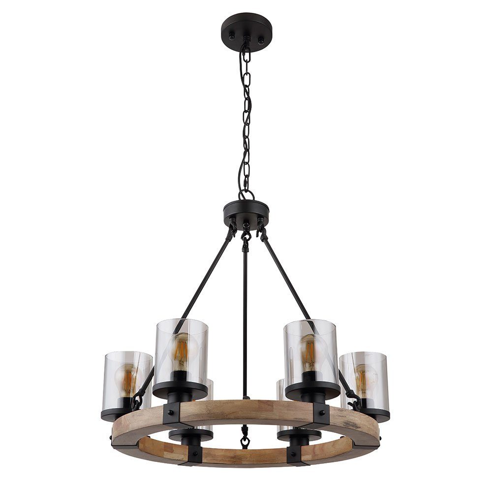 GLOBO LIGHTING Люстры, Leuchtmittel inklusive, Warmweiß, Люстры Pendellampe Esszimmerleuchte 6-flammig Metall Holz