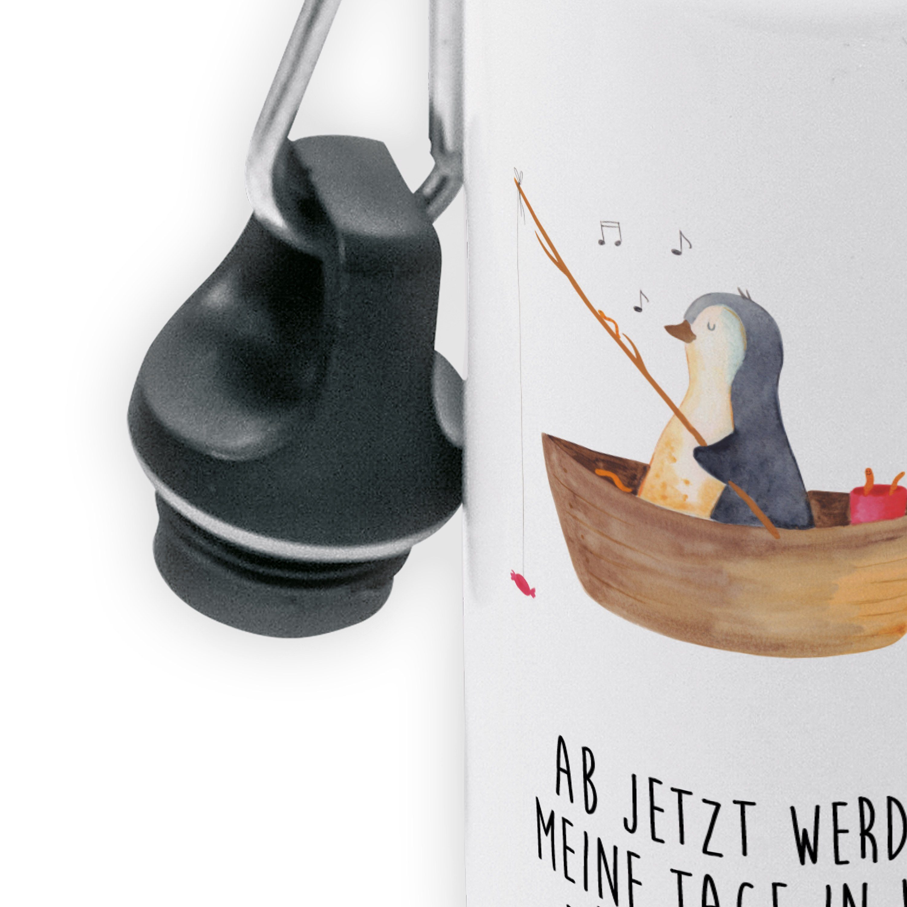 - Panda Pinguin Weiß - Mrs. & Kinder Grundschule, Trinkflasche Angelboot Kinder, Geschenk, Trin Mr.