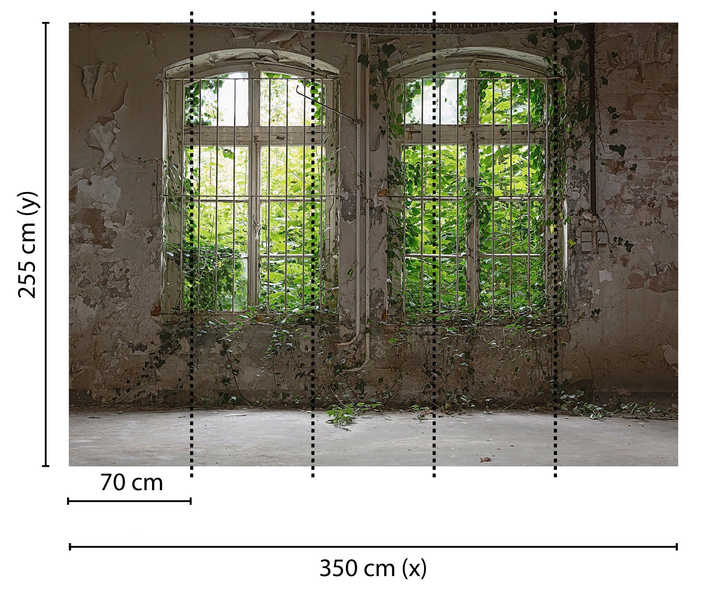 living walls Fototapete Designwalls Old Window, glatt, (5 St), Vlies, Wand, Schräge, Decke