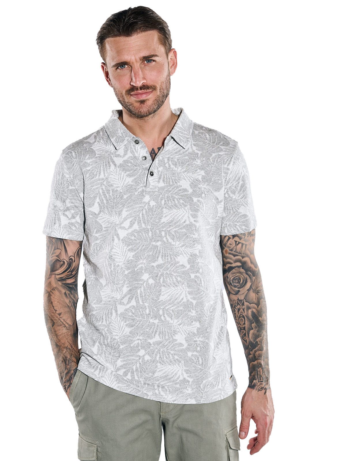 emilio adani Poloshirt Herren Polo-Shirt gemustert, Silbergrau