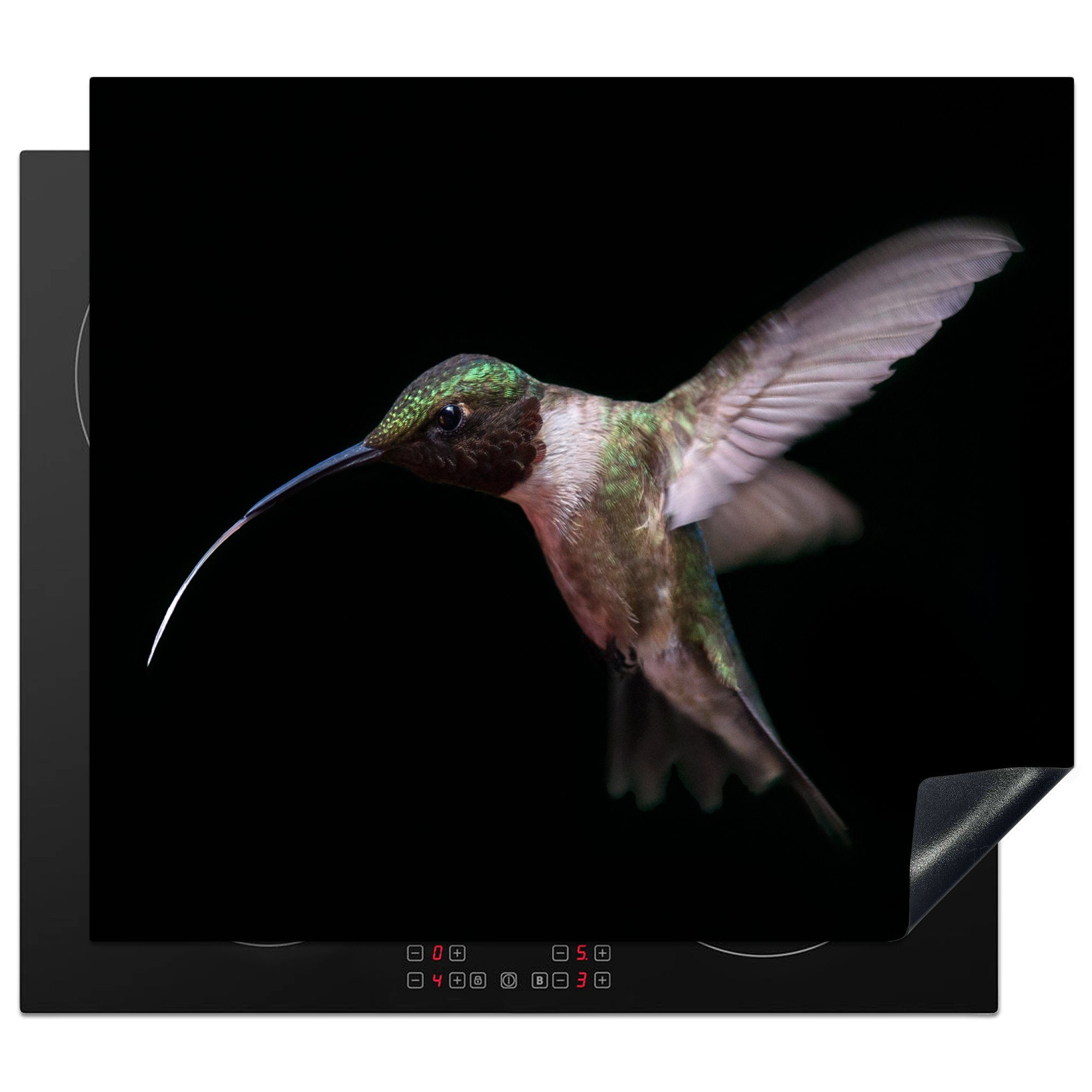 MuchoWow Herdblende-/Abdeckplatte Kolibri - Vogel - Federn, Vinyl, (1 tlg), 59x52 cm, Ceranfeldabdeckung für die küche, Induktionsmatte