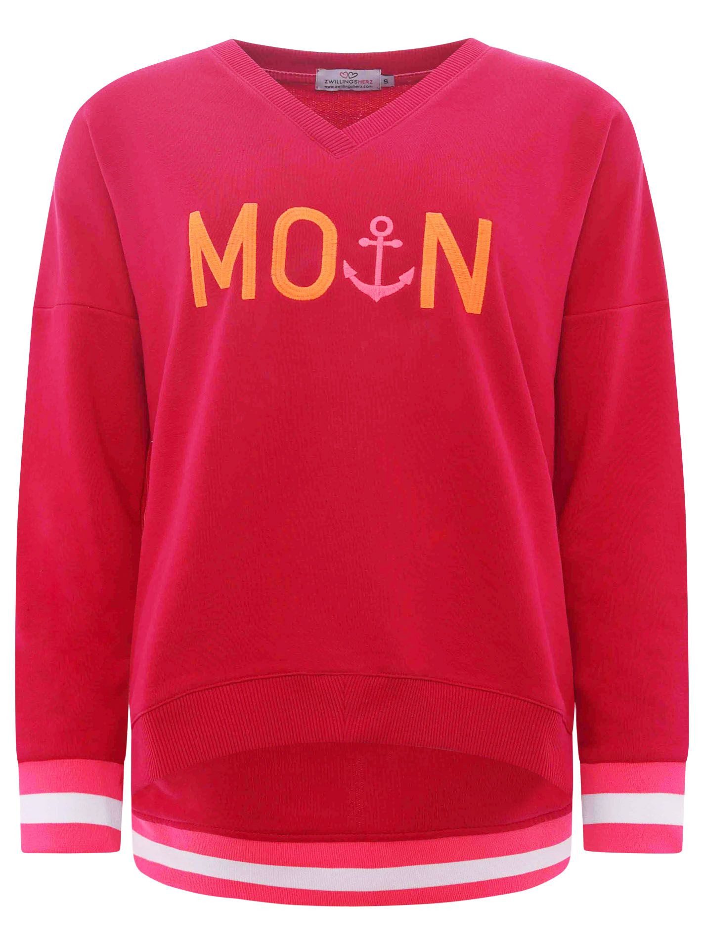 Zwillingsherz Sweatshirt Sweat Pullover V-Neck "MoinZH"