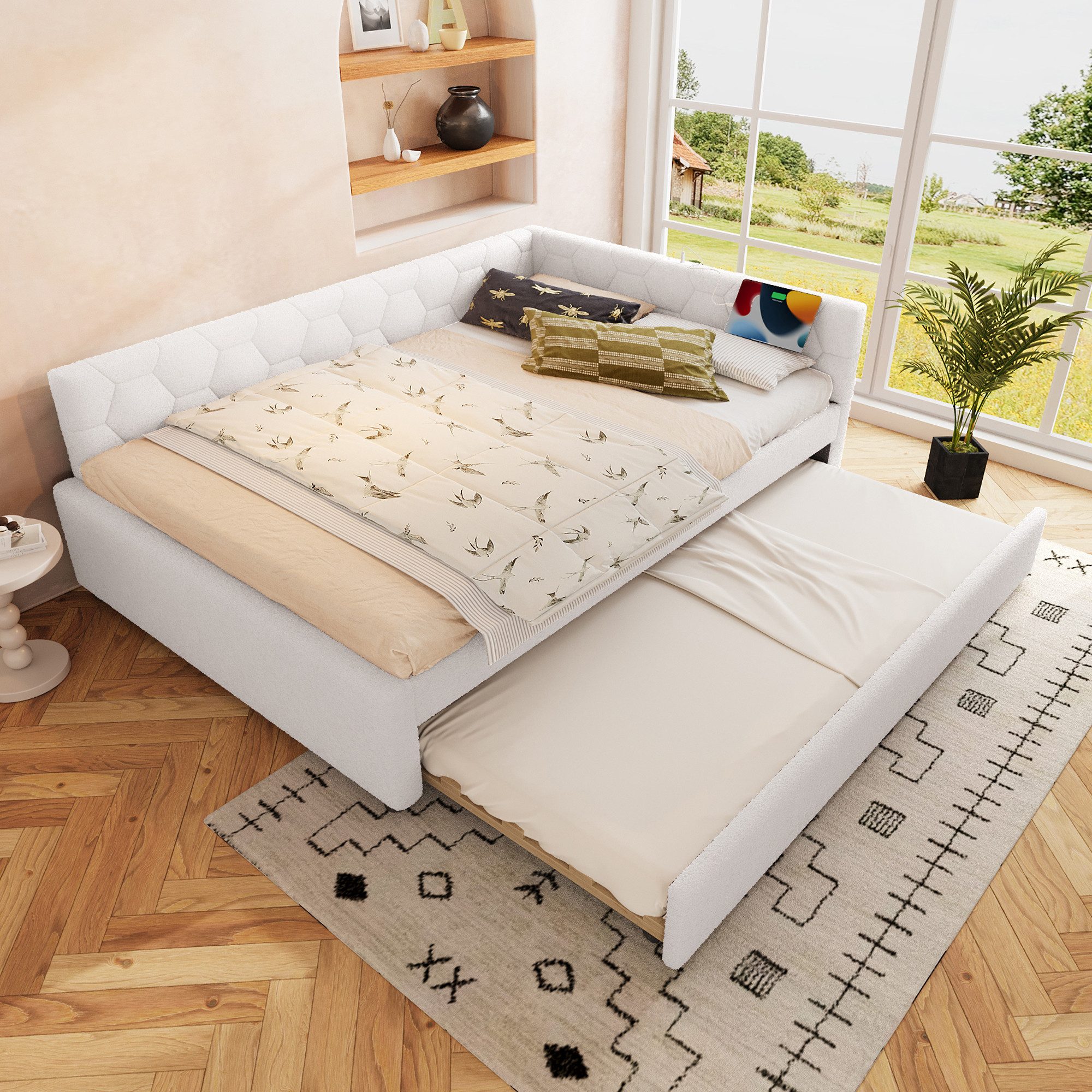 MODFU Schlafsofa Polsterbett Tagesbett, mit Ausziehbett, günstig online kaufen