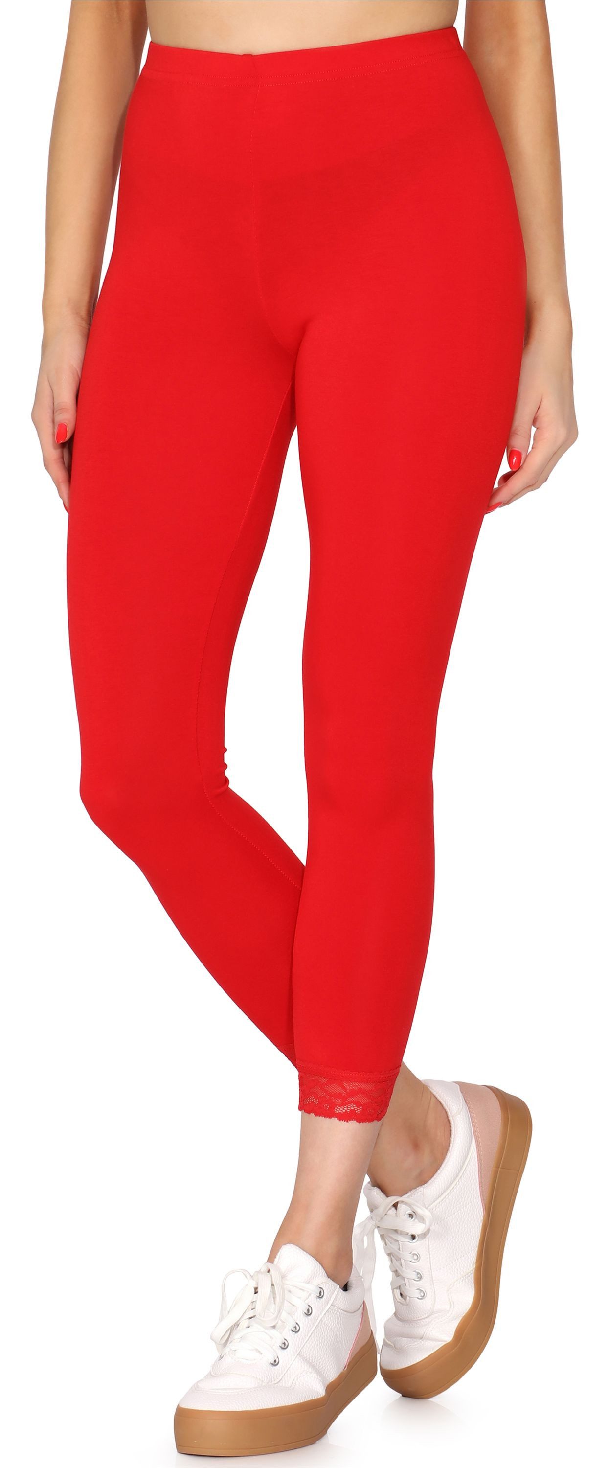 Merry Style Leggings Damen 7/8 Hose mit Spitze MS10-342 (1-tlg) aus Viskose