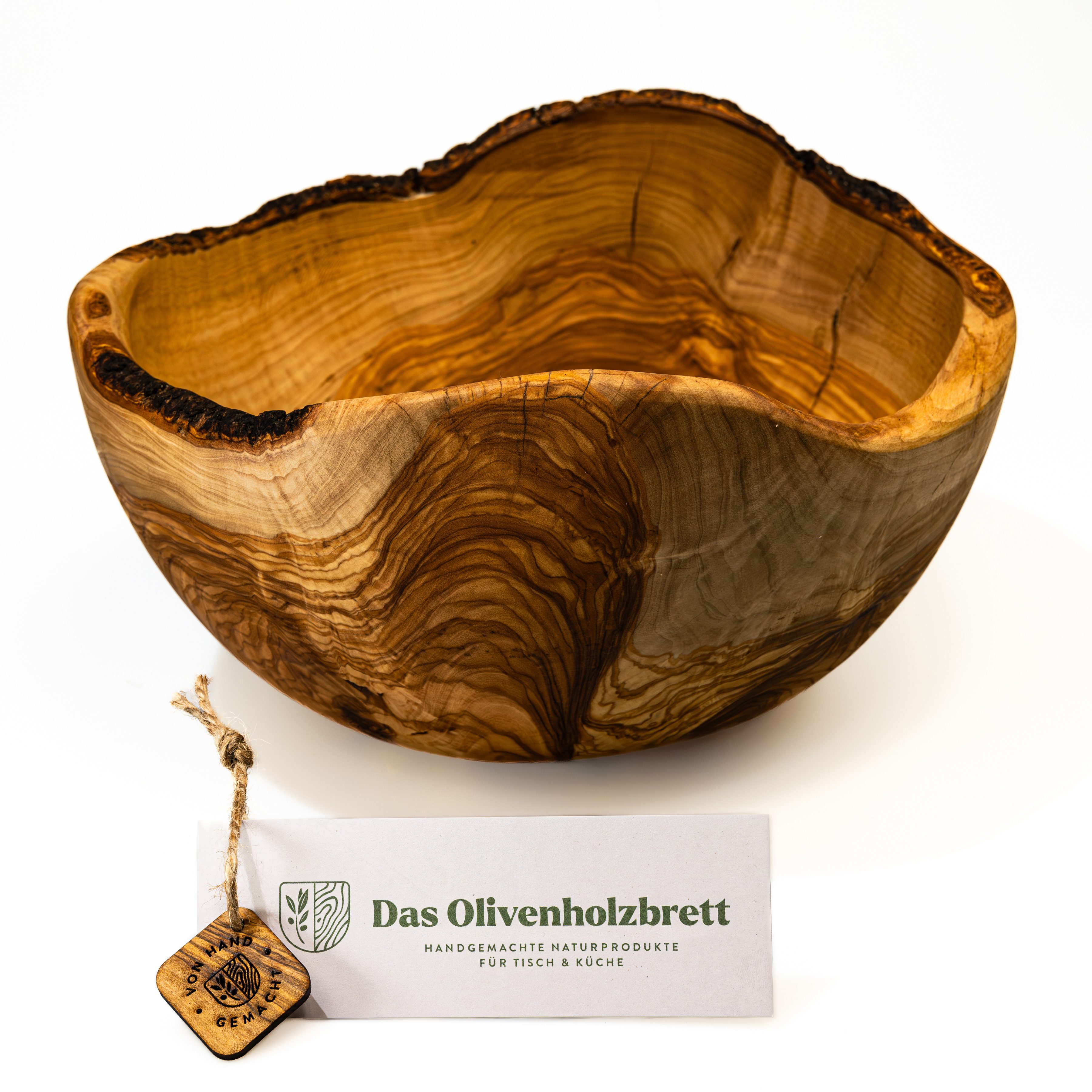 dasOlivenholzbrett Obstschale Große Obstschale aus Olivenholz, Naturrand, Olivenholz, (1-tlg)