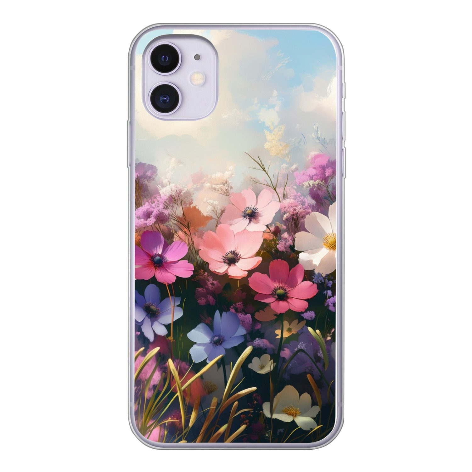 MuchoWow Handyhülle für Apple iPhone 11 Blumen - Bunt - Blühend, Smartphone-Bumper, Print, Handy Schutzhülle Dünn