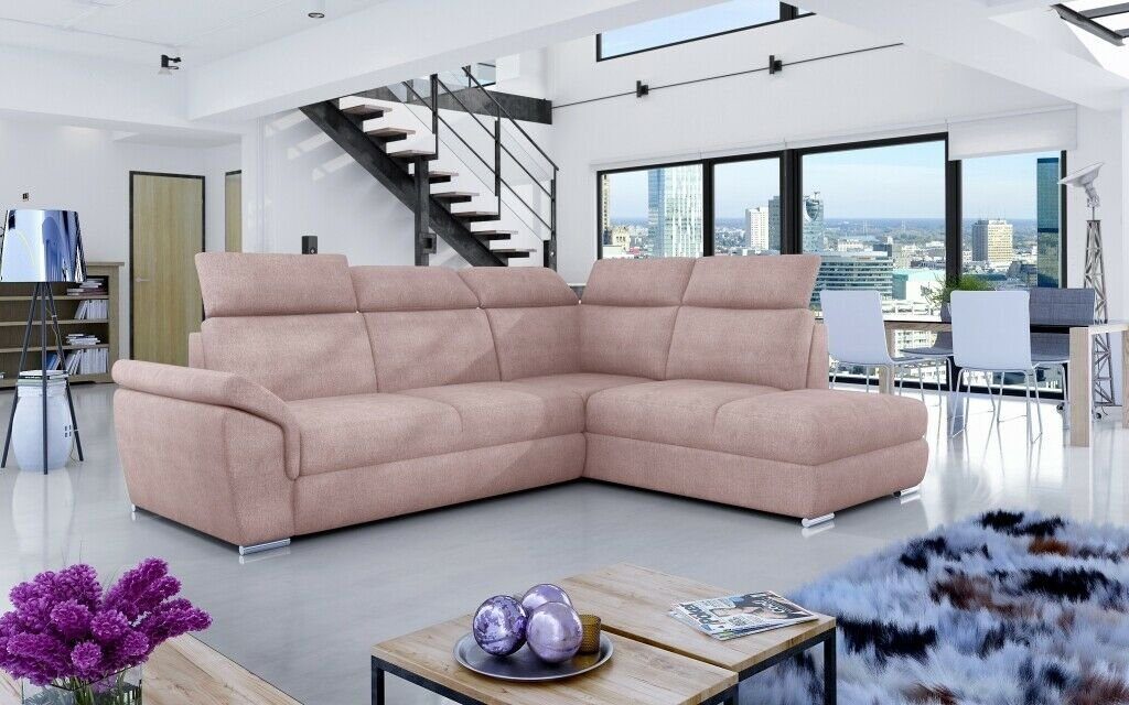 JVmoebel Ecksofa, Stoff Ecksofa L-Form Sofa Couch Design Polster Modern Textil Rosa