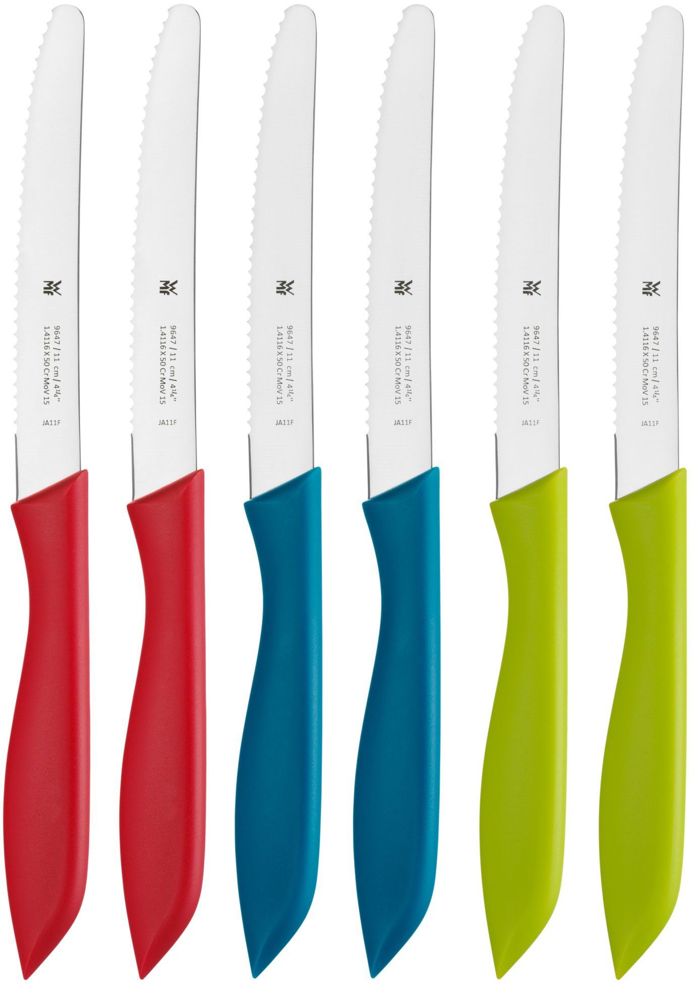 WMF Besteck-Set Vespermesser, Klinge mit Wellenschliff aus Spezialklingenstahl (6-tlg), 6 Personen, Klingenstahl, ideal für Brotzeit, multifunktional spülmaschinengeeignet
