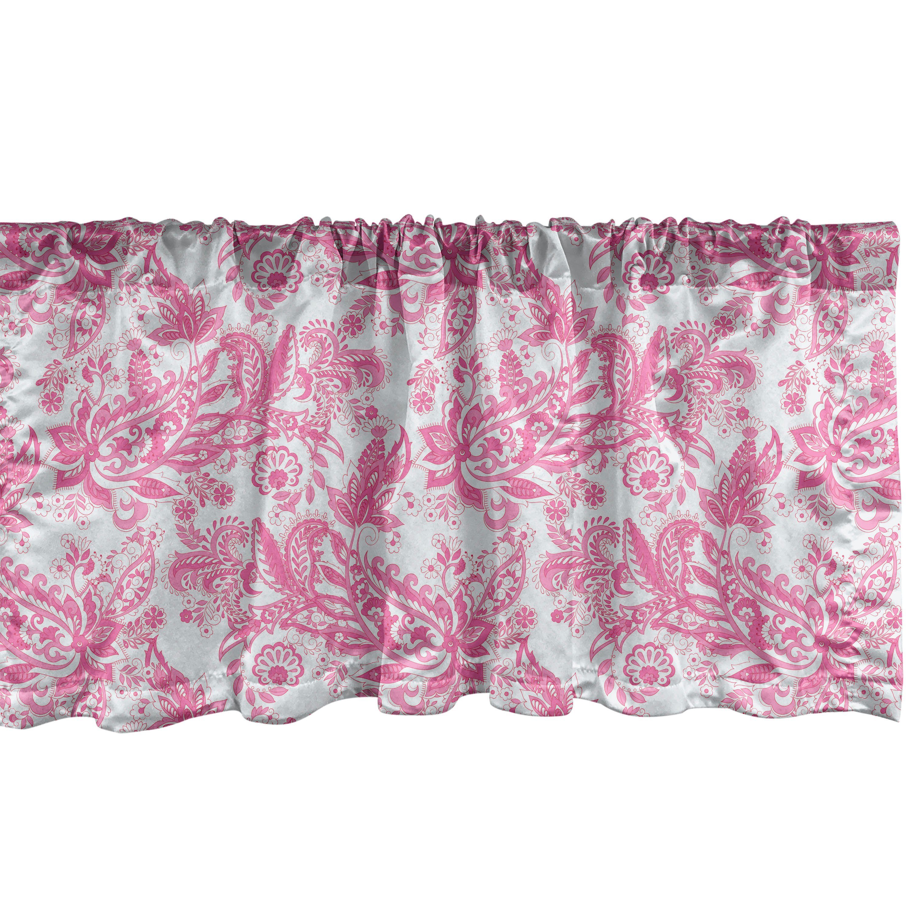 Scheibengardine Vorhang Volant für Küche Schlafzimmer Dekor mit Stangentasche, Abakuhaus, Microfaser, Blumen Pinkish Paisley-Muster