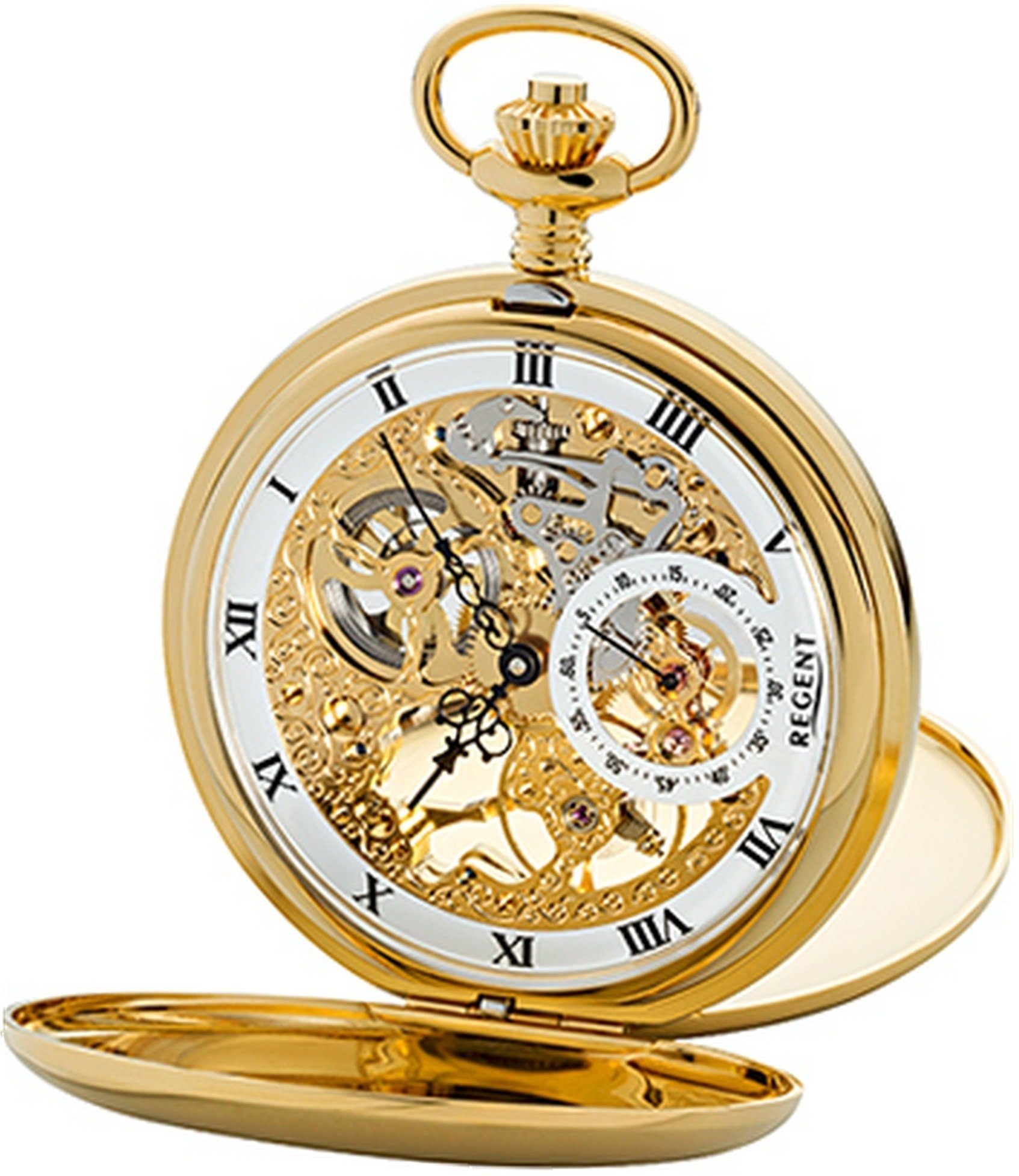 Regent Taschenuhr Regent Herren Uhr GM1612 Armbanduhr, (Analoguhr), Herrenuhr, rundes Gehäuse, groß (ca. 53mm), weiß