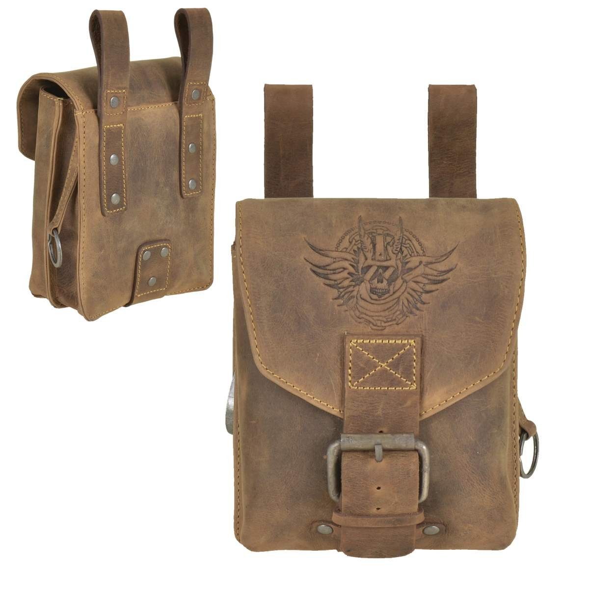 Greenburry Gürteltasche Vintage Biker, große Bikertasche 15x19cm, für Motorradfahrer Biker, lange Schlaufen