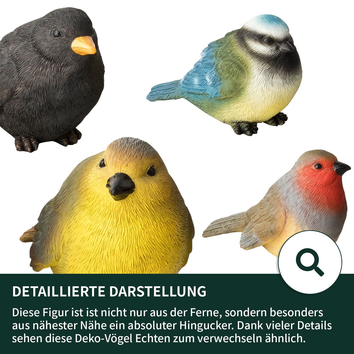 VERDOBA Gartenfigur Gartenfiguren wetterfeste Vögel, Adler, Eichhörnchen und Igel Deko