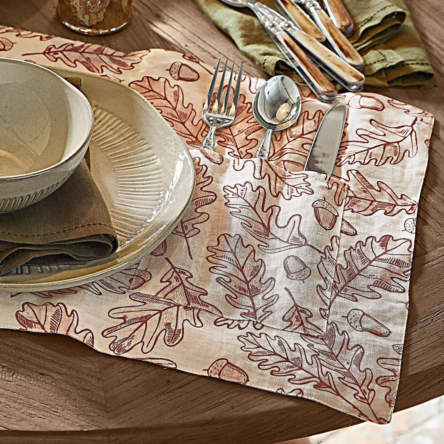 Mirabeau Platzset Platzset 2er Set Qubinal rostrot/leinen