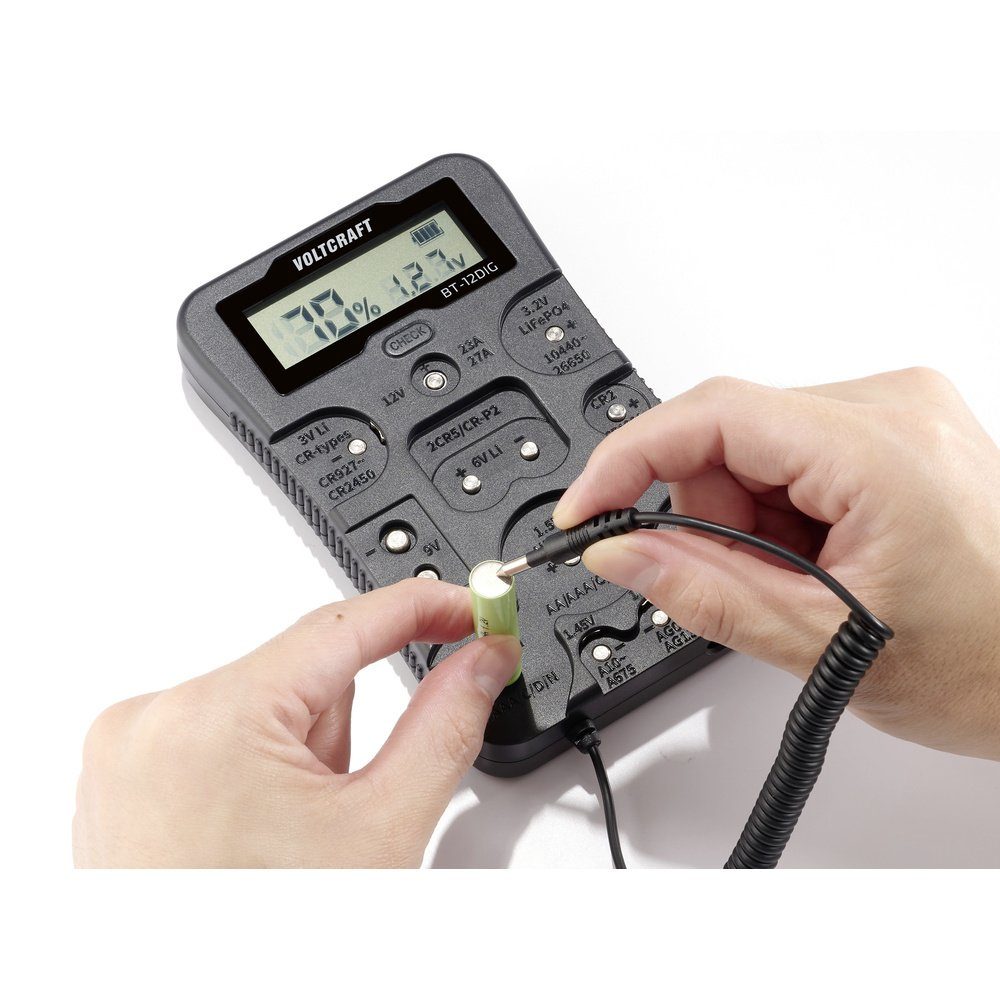 VOLTCRAFT Batterietester VOLTCRAFT Batterietester BT-12DIG Messbereich (Batterietester) 1,2 V, (BT-12DIG)