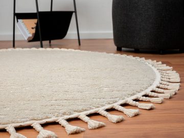 Hochflor-Teppich Moroccan Pureness, Myflair Möbel & Accessoires, rund, Höhe: 24 mm, moderner Teppich, Uni-Farben, flauschig weich durch Hochflor