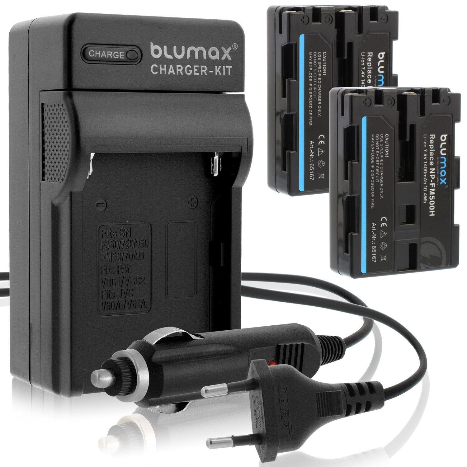 Blumax Set mit Lader für Sony FM500H DSLR-Alpha 1400 mAh Kamera-Akku