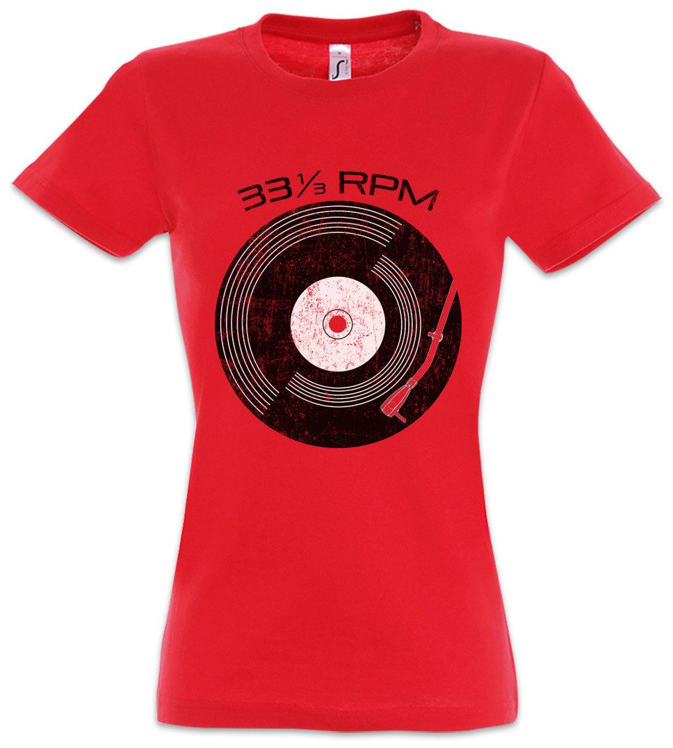 Urban Backwoods Print-Shirt Record 33 RPM Damen T-Shirt Schallplatte Club Disco Retro Music Player (1-tlg) Plattenspieler Phonograph Turntables