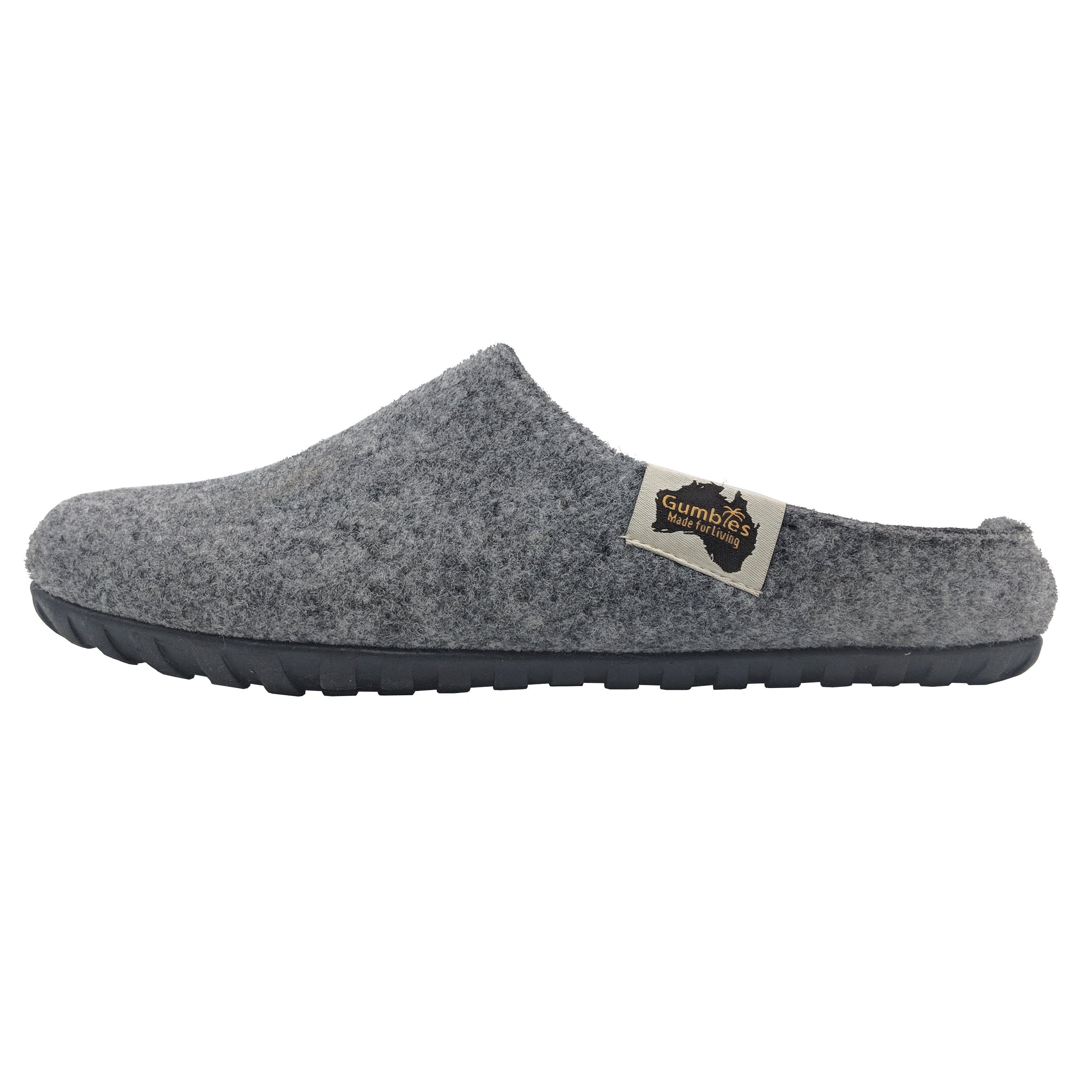 aus Outback Gumbies Materialien Charcoal Slipper Designs« Grey recycelten »in Hausschuh farbenfrohen in