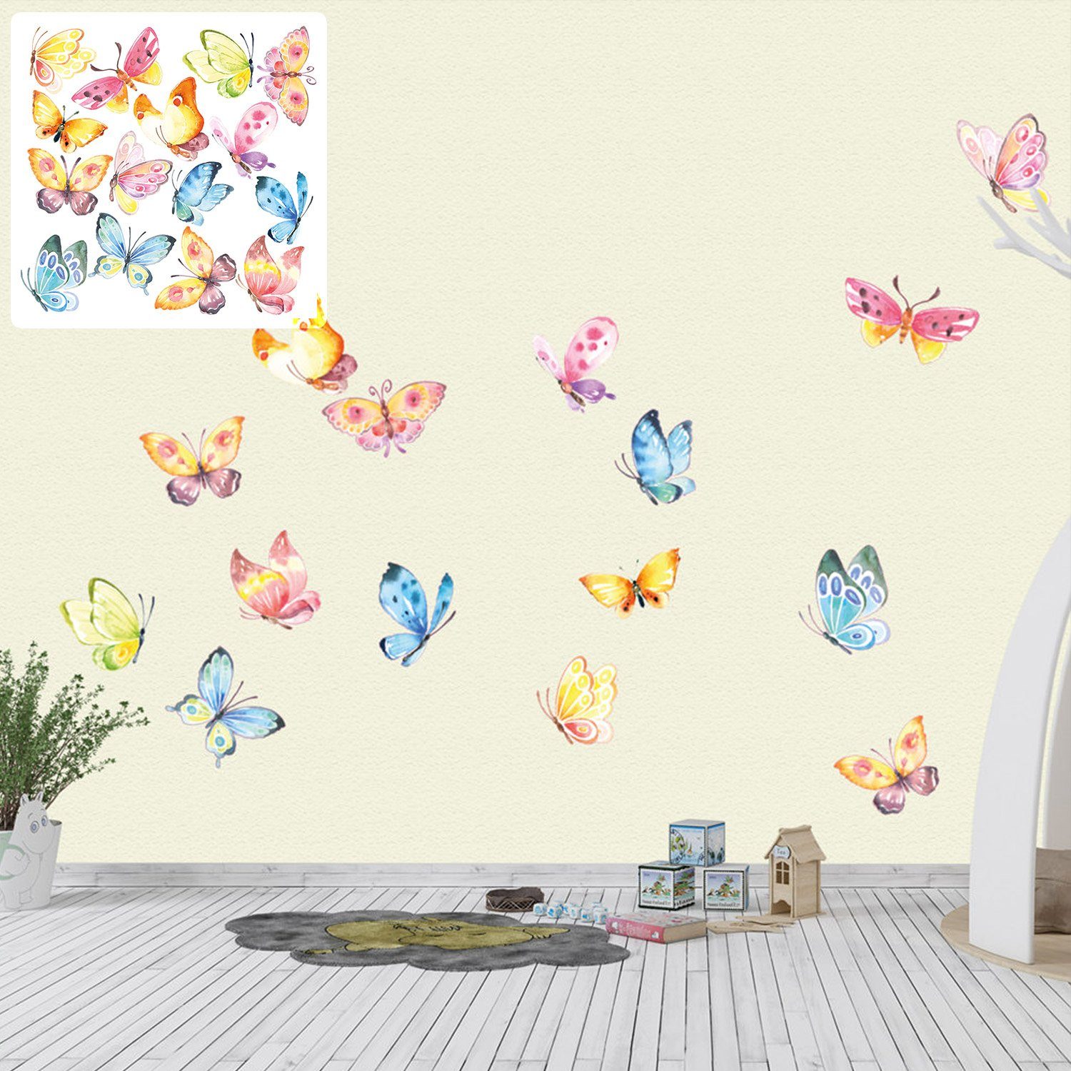 Sunnywall Wandtattoo XXL Schmetterlinge Wandtattoo Set günstig online kaufen