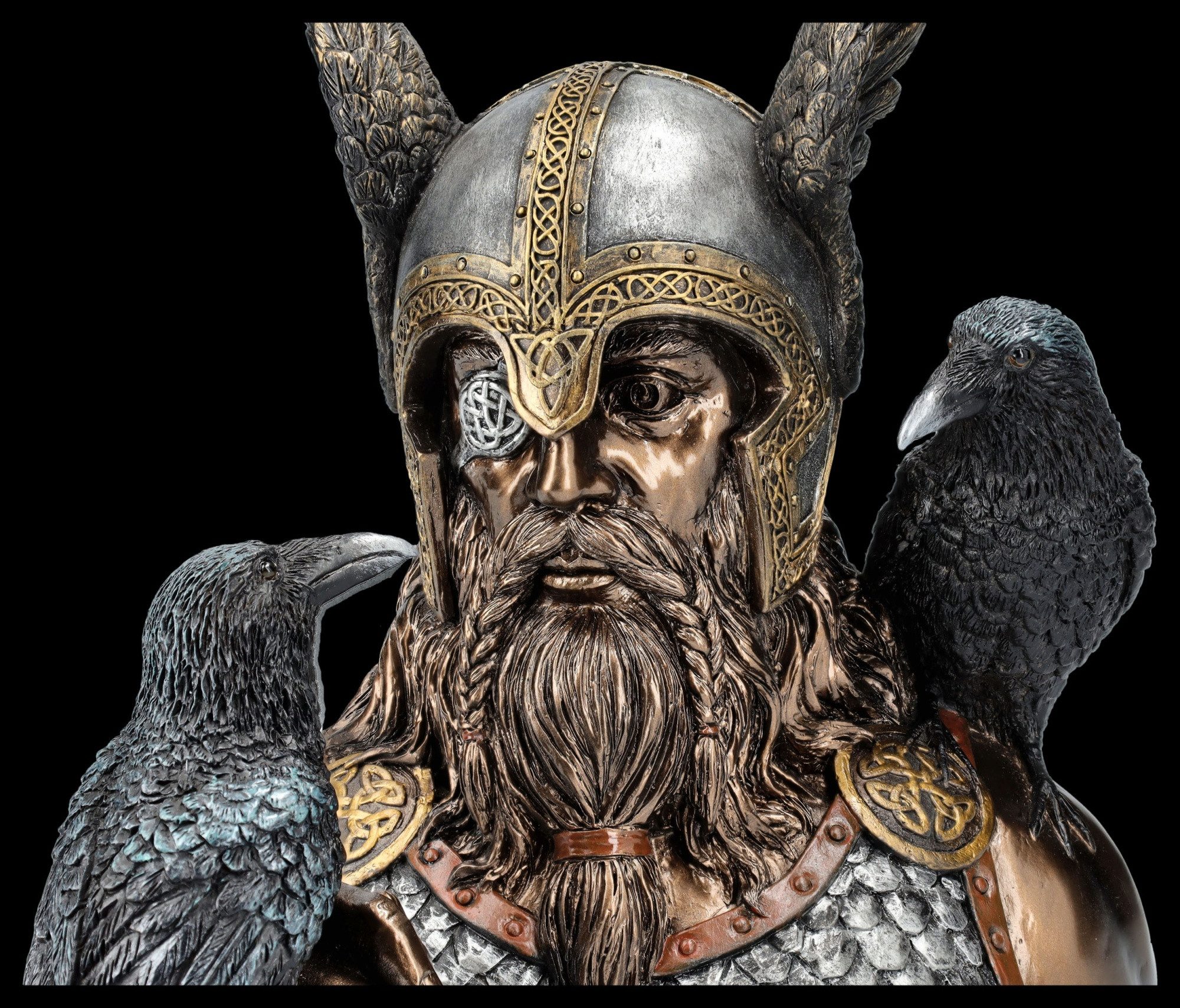 Figuren Shop GmbH Dekofigur Odin Büste – Veronese Skulptur mit Raben Hugin & Munin 22,5 cm Deko