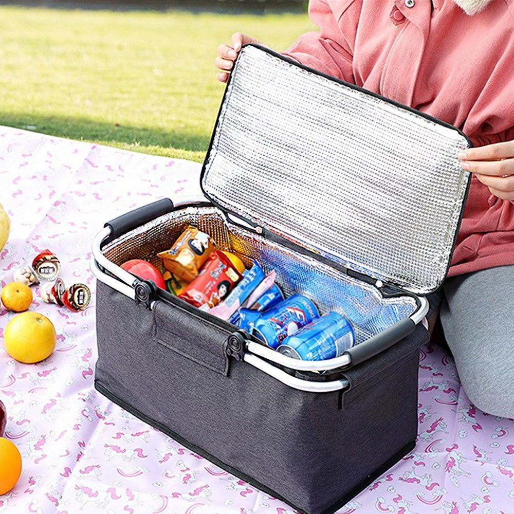 Kühltasche Dekorative Picknickkorb, Blau Große für Lunchtasche, Kühltasche isolierte Camping 22L