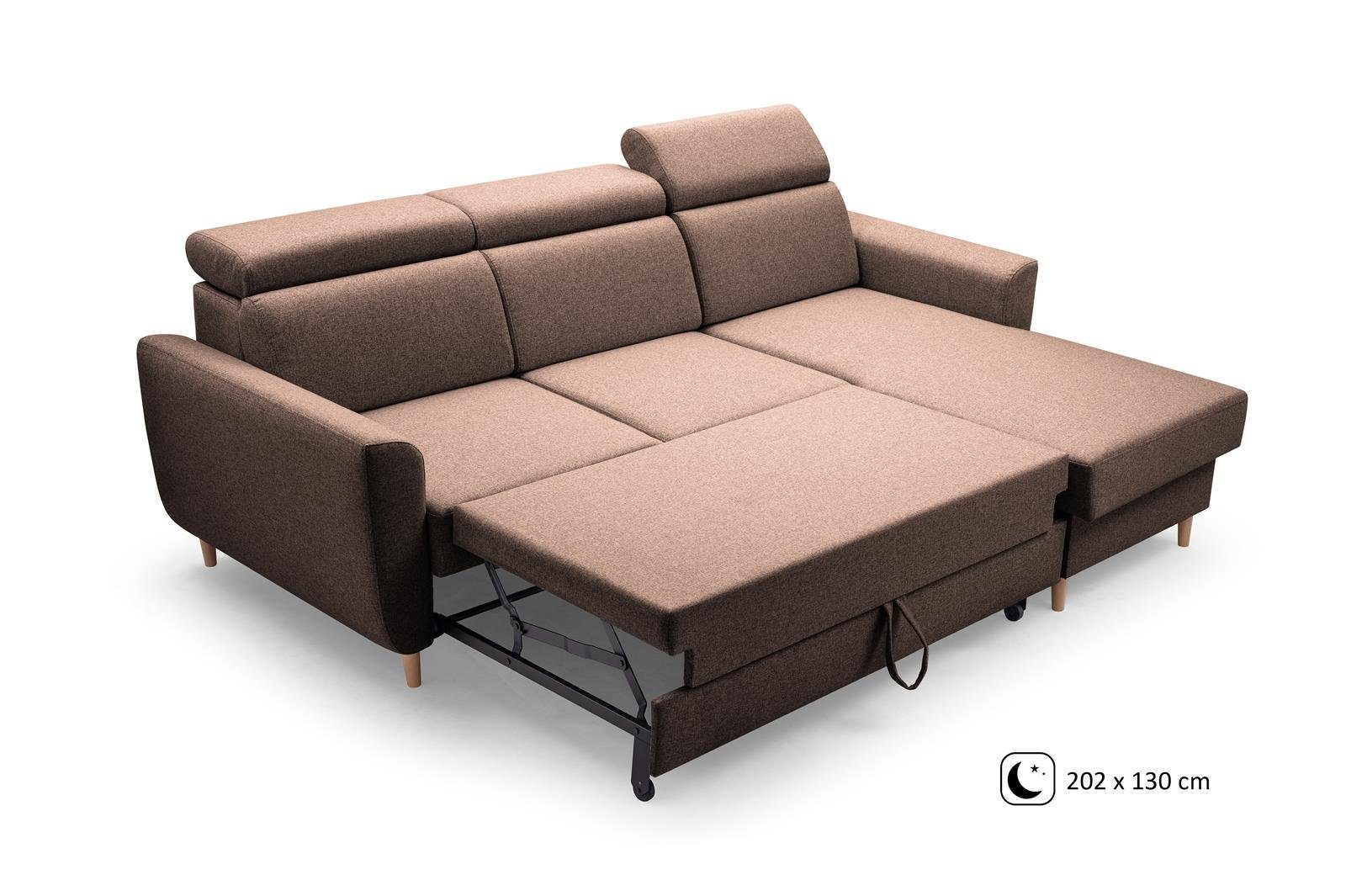 Couch universelle braun mit Beautysofa Schlaffunktion Sofa Ecksofa Modern Ecksofa GUSTAW