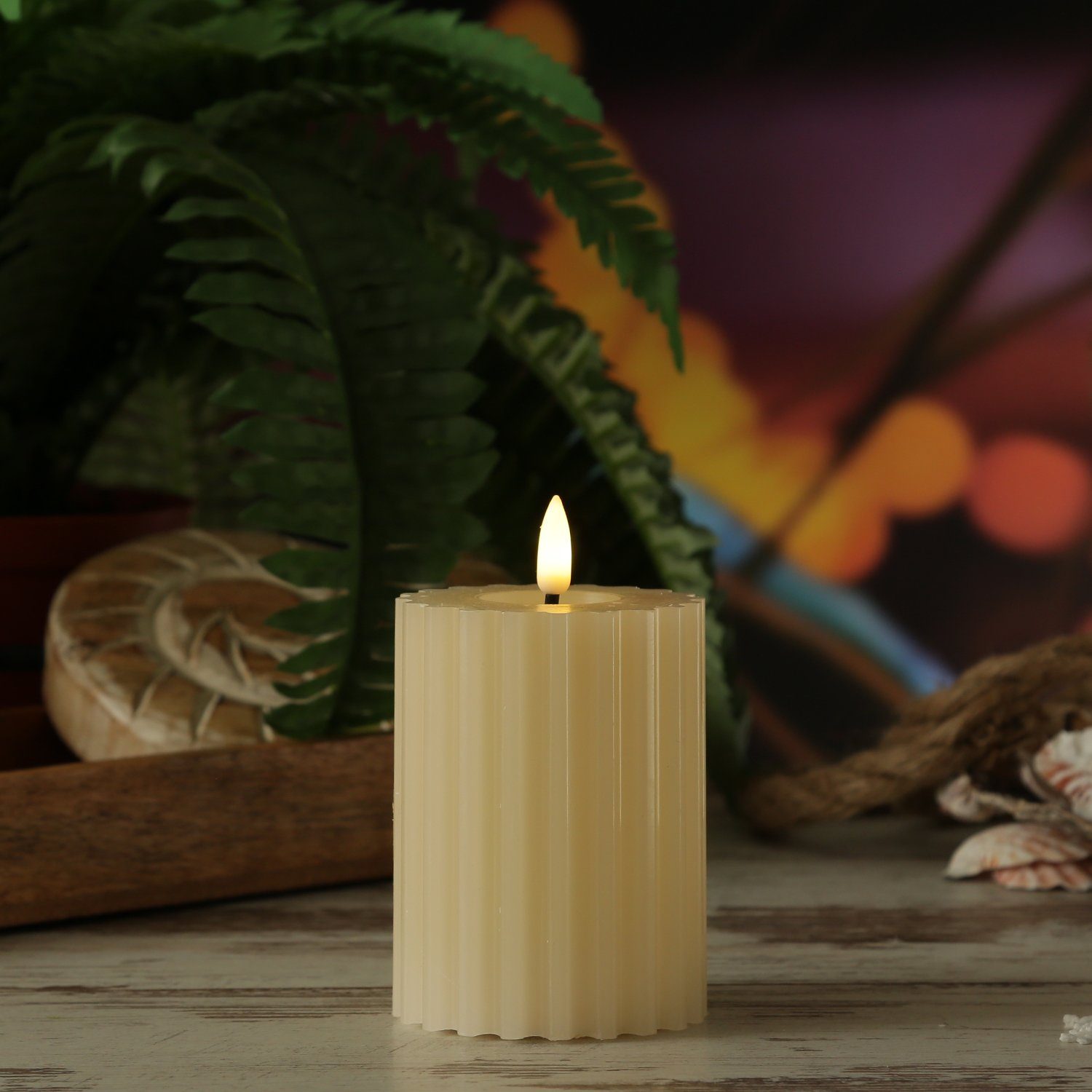 MARELIDA LED-Kerze Liv Echtwachs gerillt mit günstig online kaufen