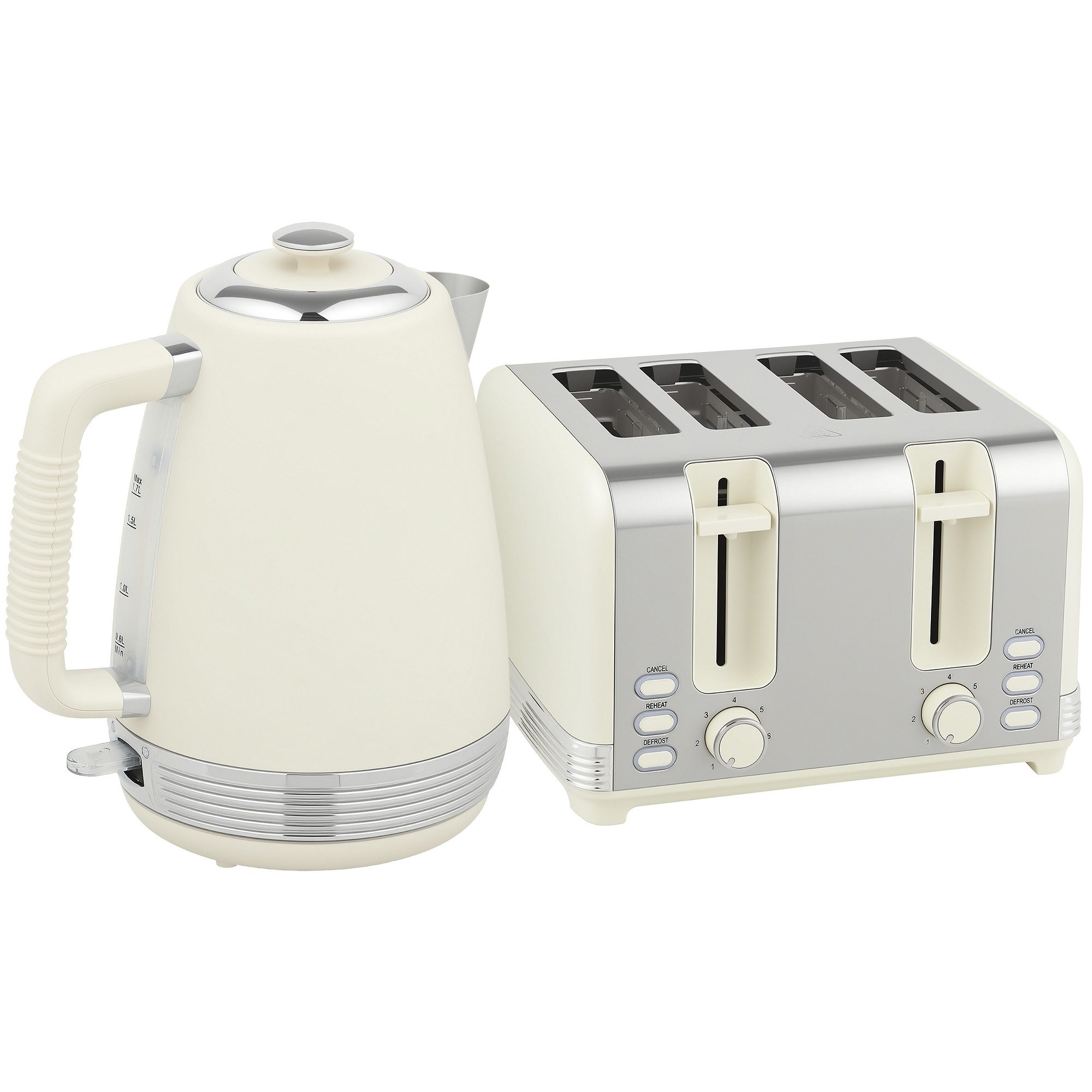 Novzep Wasserkocher Wasserkocher- und Toaster-Set, 1,7 L, 2200W, Strix Thermostat, Filter, 4-Schlitz-Toaster, 7 Bräunungsstufen, Krümelfach