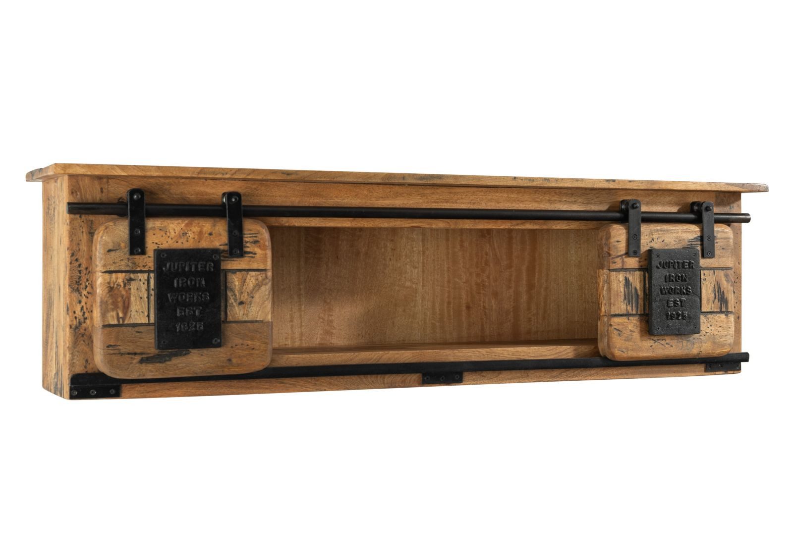 Massivmoebel24 Wandregal RAILWAY, 1-tlg., Mango 130x25x35 natur lackiert RAILWAY #165