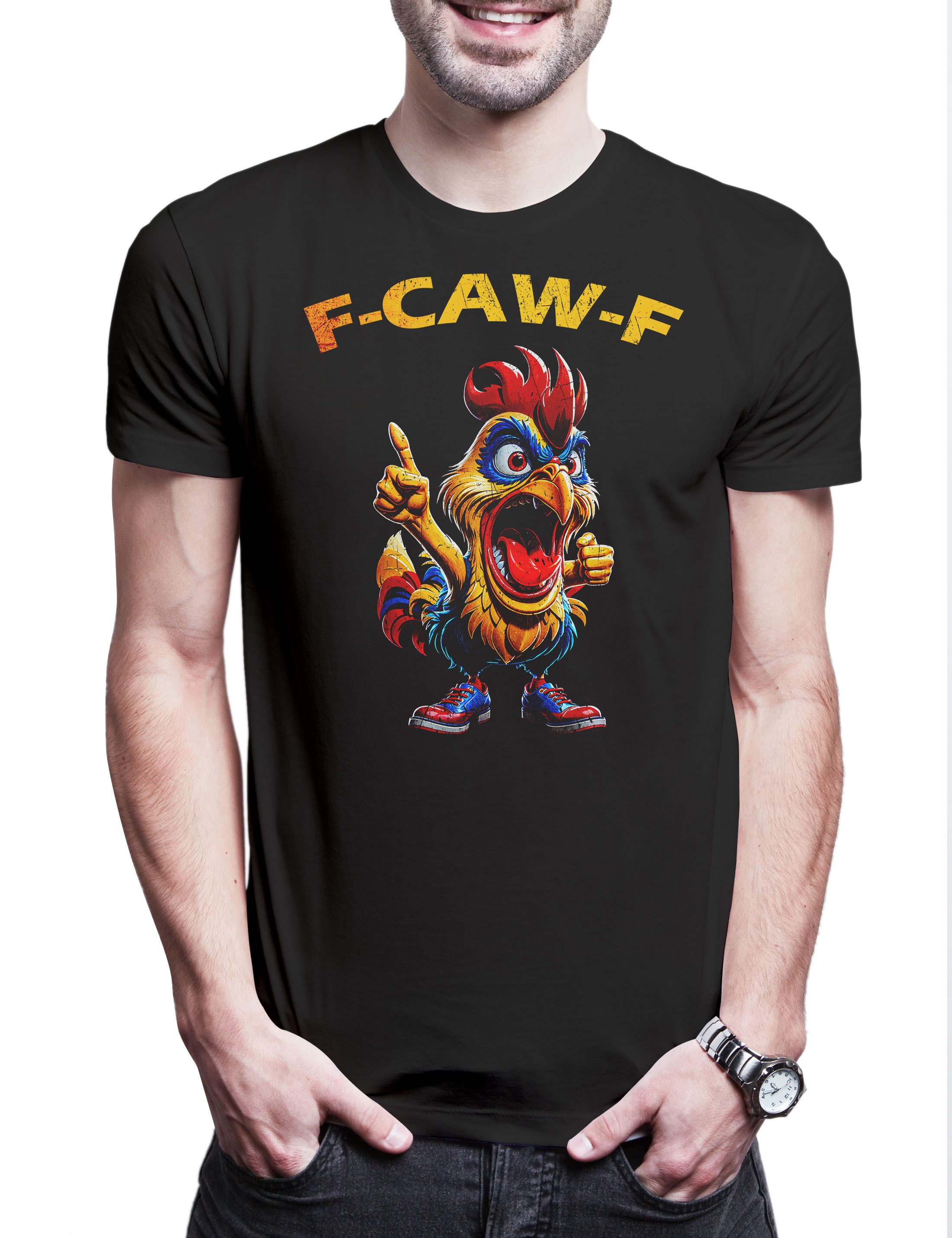 Urban Backwoods Print-Shirt F-CAW-F Rooster Herren T-Shirt Crazy Wild Cocky Cock Hahn Chicken (1-tlg) Hühnchen Huhn Kikeriki Stolzer