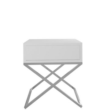 Beautysofa Nachttisch Max (inkl. Schublade, x-förmigen Metallgestell, 45 x 50 x 35 cm (B x H x T), kleine Tisch im modernes Deisgn für Schlafzimmer