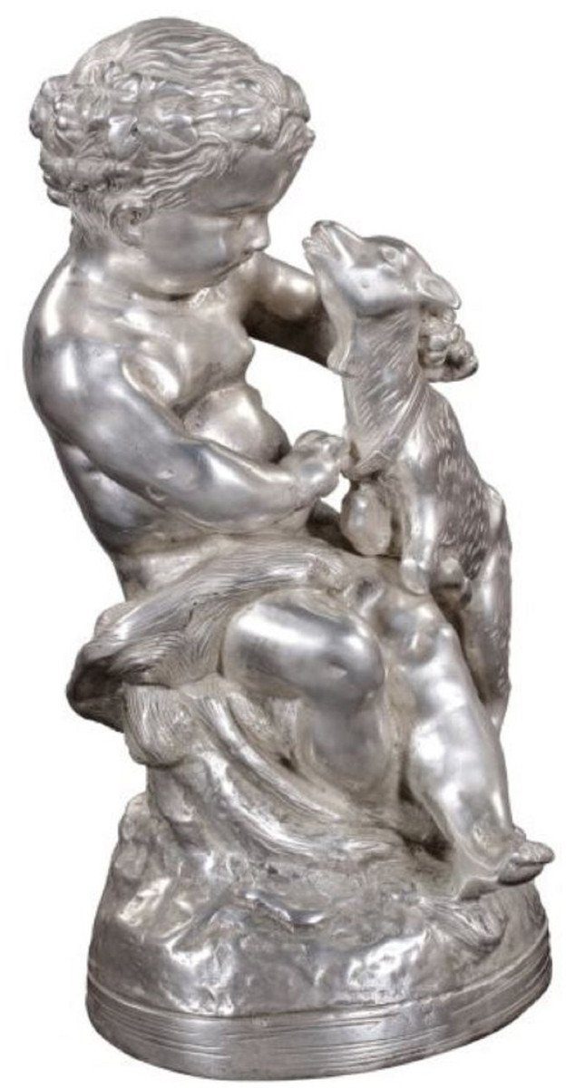 Deko Silber Dekofigur 20 Lamm Engel x 21 H. Bronze - x mit cm 38 Bronzefigur Skulptur Luxus Casa Padrino