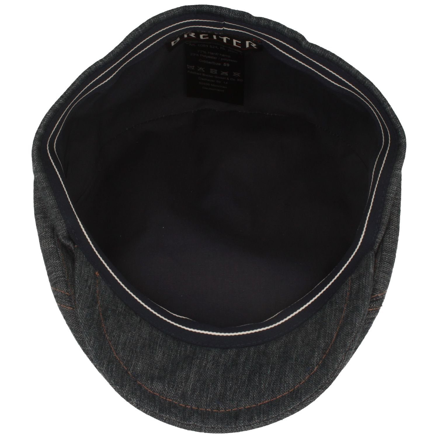 Breiter Schiebermütze schwarz UV-80-Flatcap aus Jeansoptik in Mix Hanf