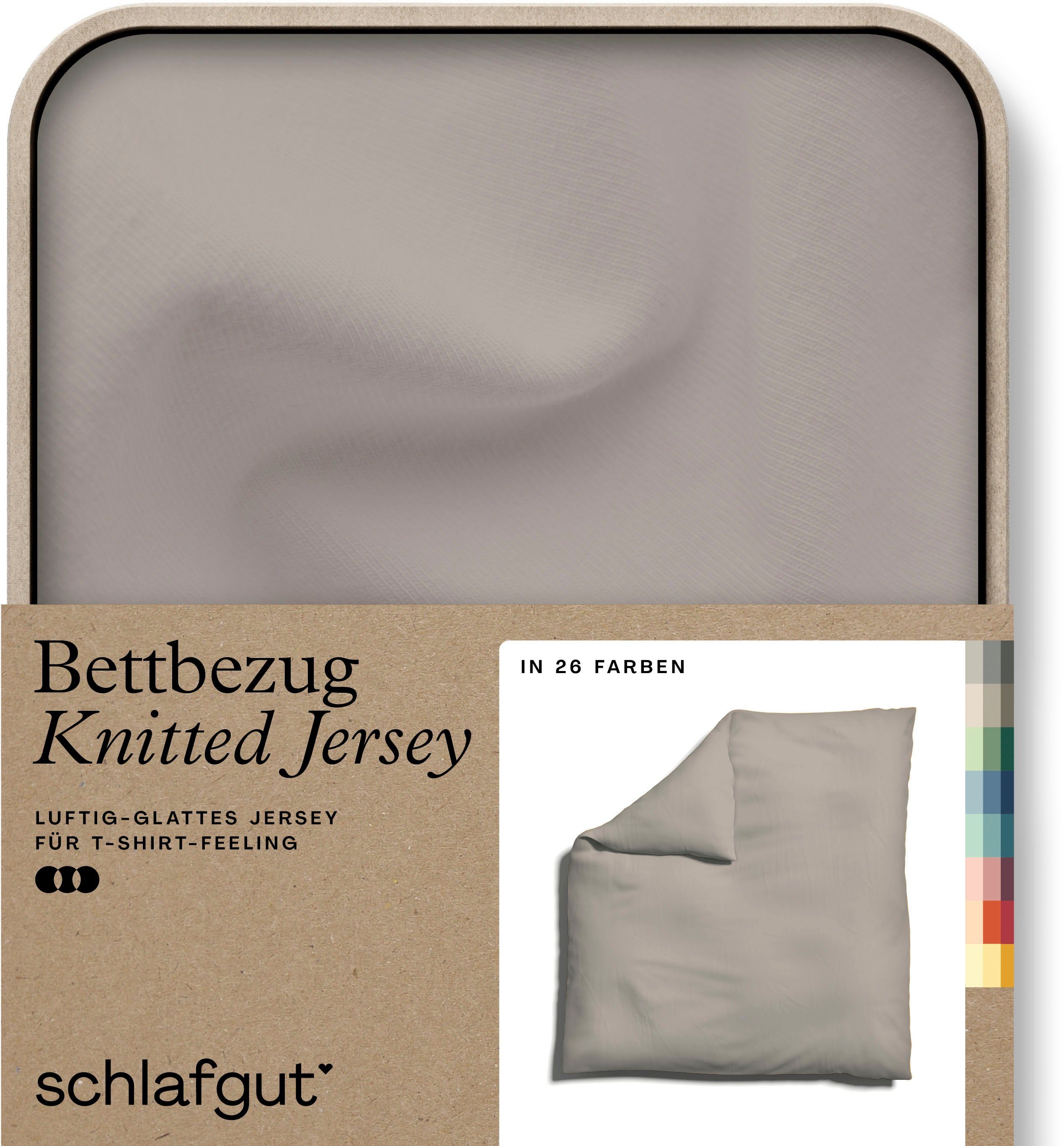 Schlafgut Bettbezug Premium Bettbezug Knitted Jersey (1 St), (1 St), Ton-in-Ton Reißverschluss, Bio-Baumwolle mit Elasthan, Uni, OEKO Tex