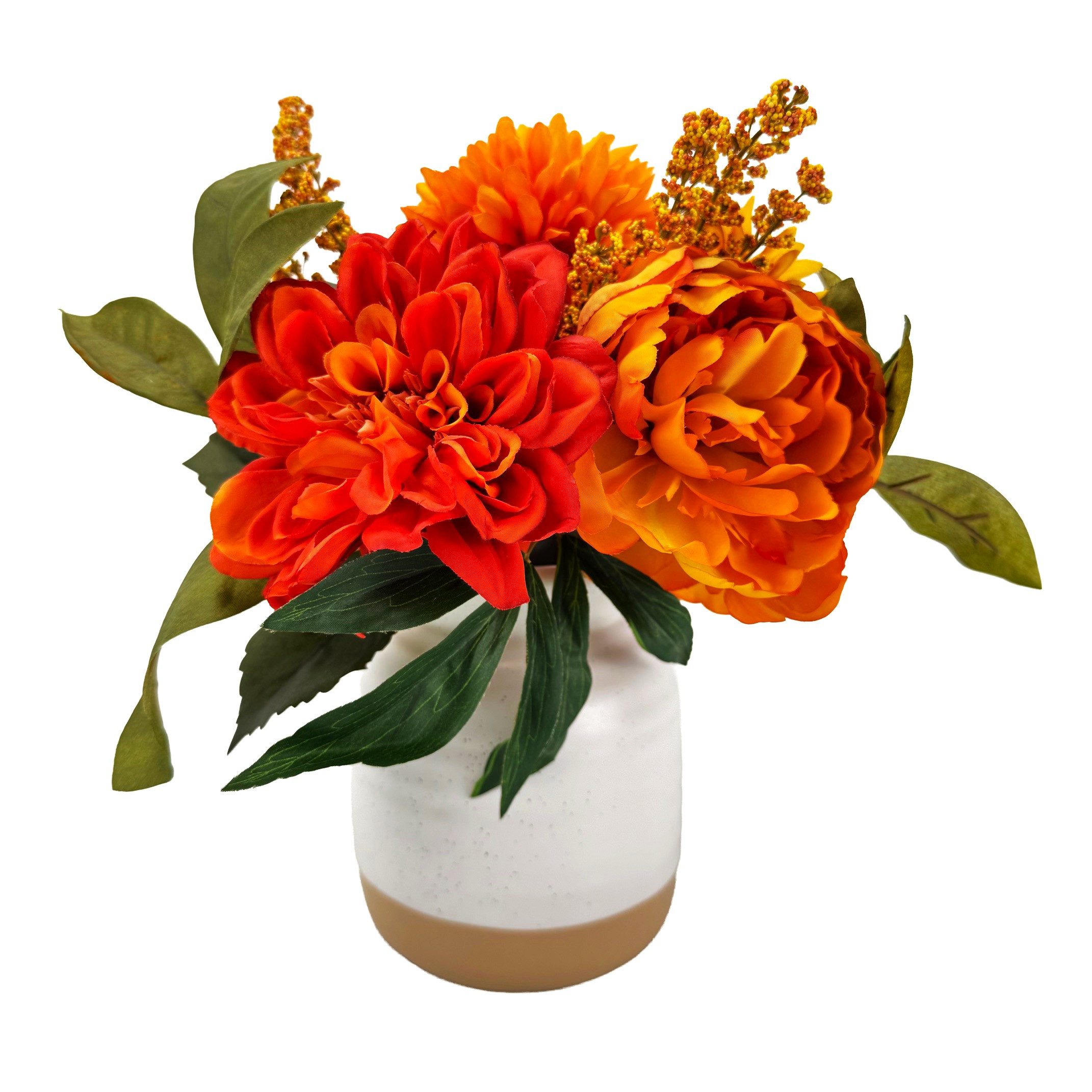 Kunstblumenstrauß - künstliche Blumen in einer modernen Kreamikvase - Herbs günstig online kaufen