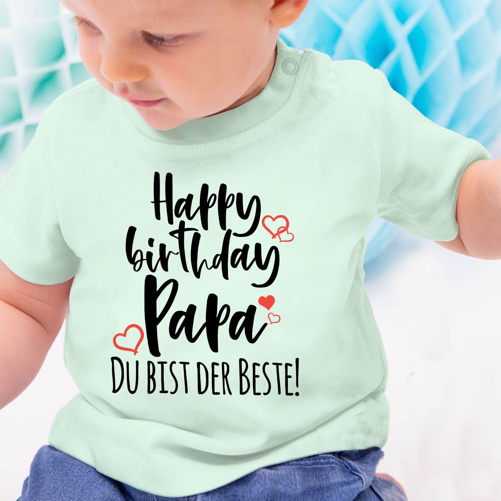 Birthday 2 Shirtracer T-Shirt Strampler Papa Happy & Baby Mintgrün Junge Mädchen