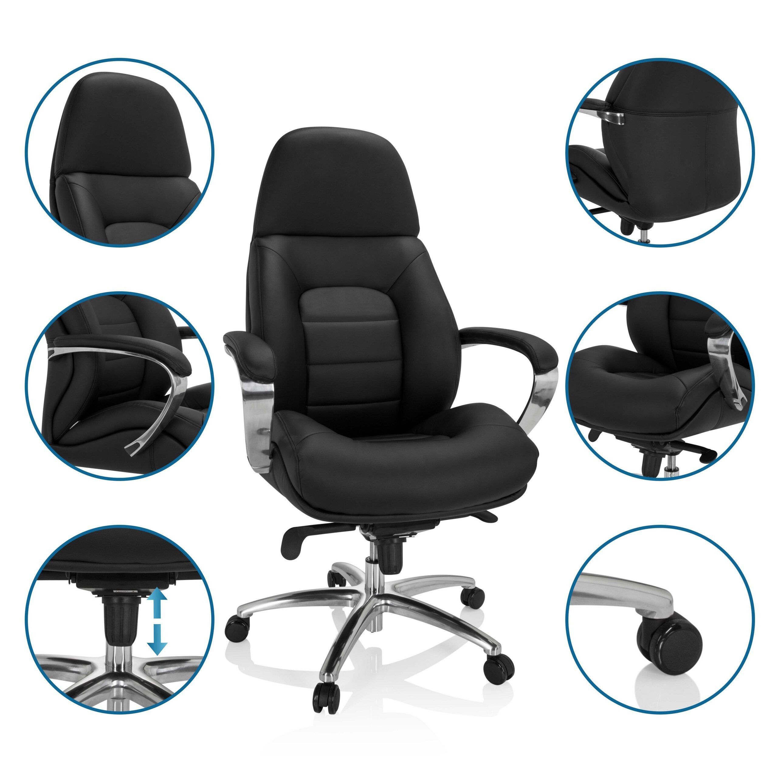 hjh OFFICE Drehstuhl XXL Drehstuhl Brenton Xxl Kunstleder mit Armlehnen (1 St), XXL Chefsessel Bürostuhl ergonomisch
