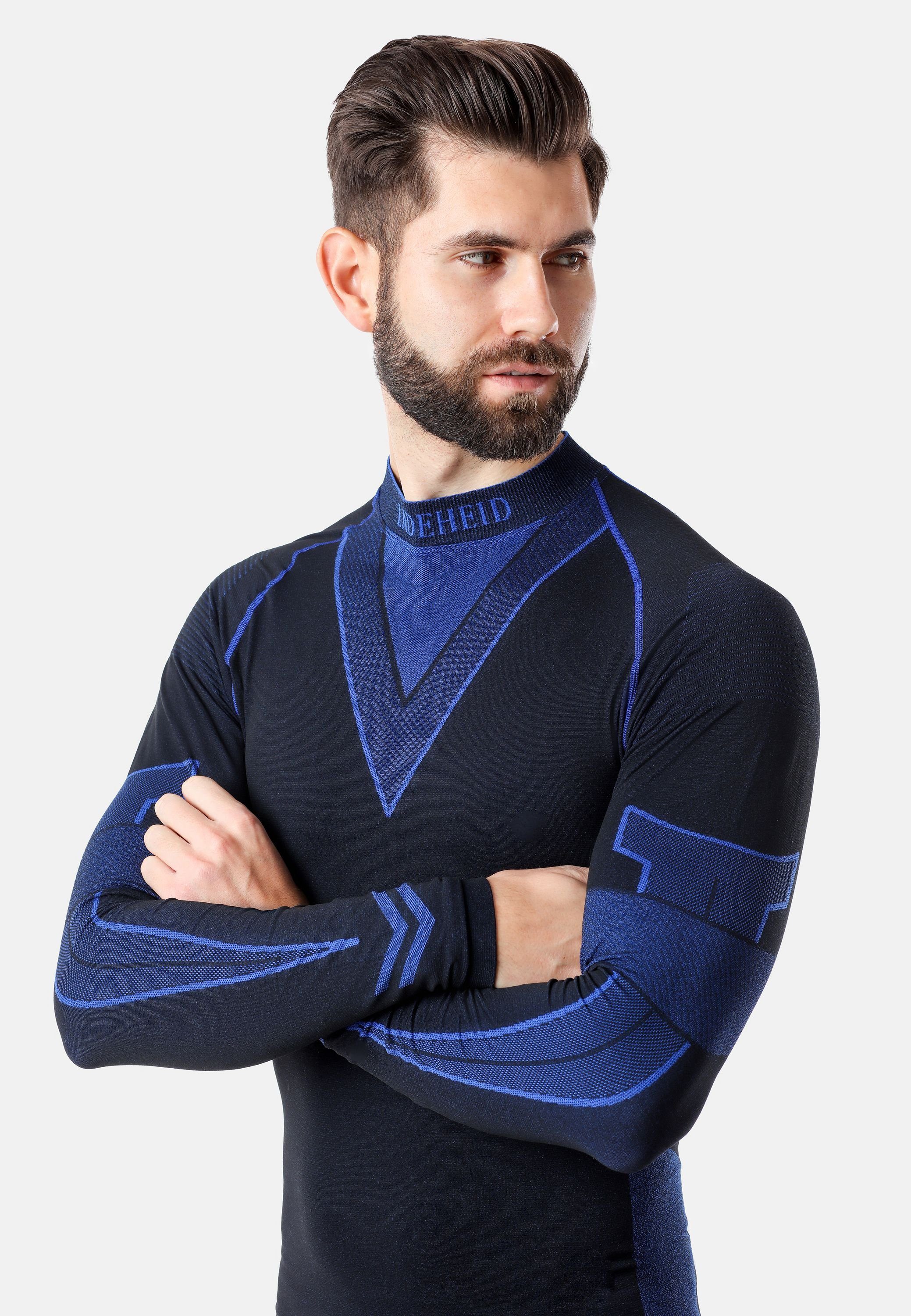 Ladeheid (Set, Schwarz/Marineblau lang Shirt Thermoaktiv Funktionsunterhemd Unterhose Funktionsunterhose) LAGI003 Funktionsunterwäsche mit Herren