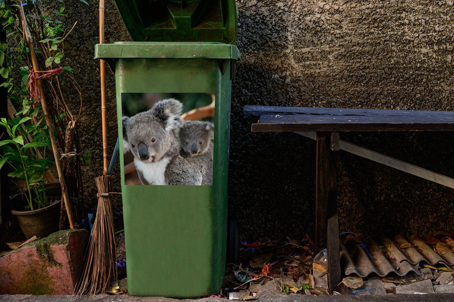 - Sohn Jungen Vater Abfalbehälter Wandsticker - - Mülleimer-aufkleber, - Mülltonne, (1 MuchoWow Sticker, St), Mädchen Container, Koalas