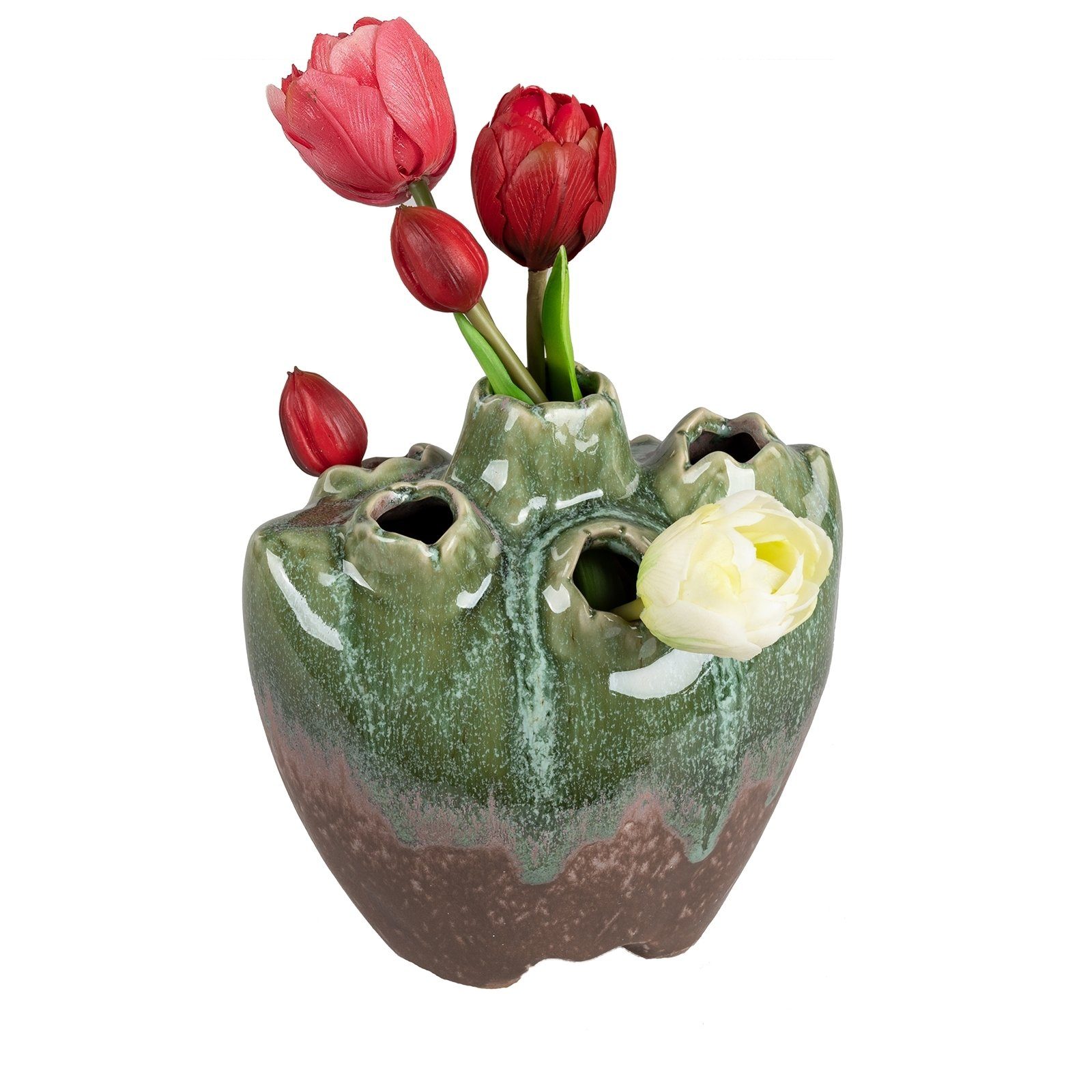 formano Dekovase Lochvase für Tulpen Keramik (1 St), Tulpenvase Lochvase Grün | Dekovasen