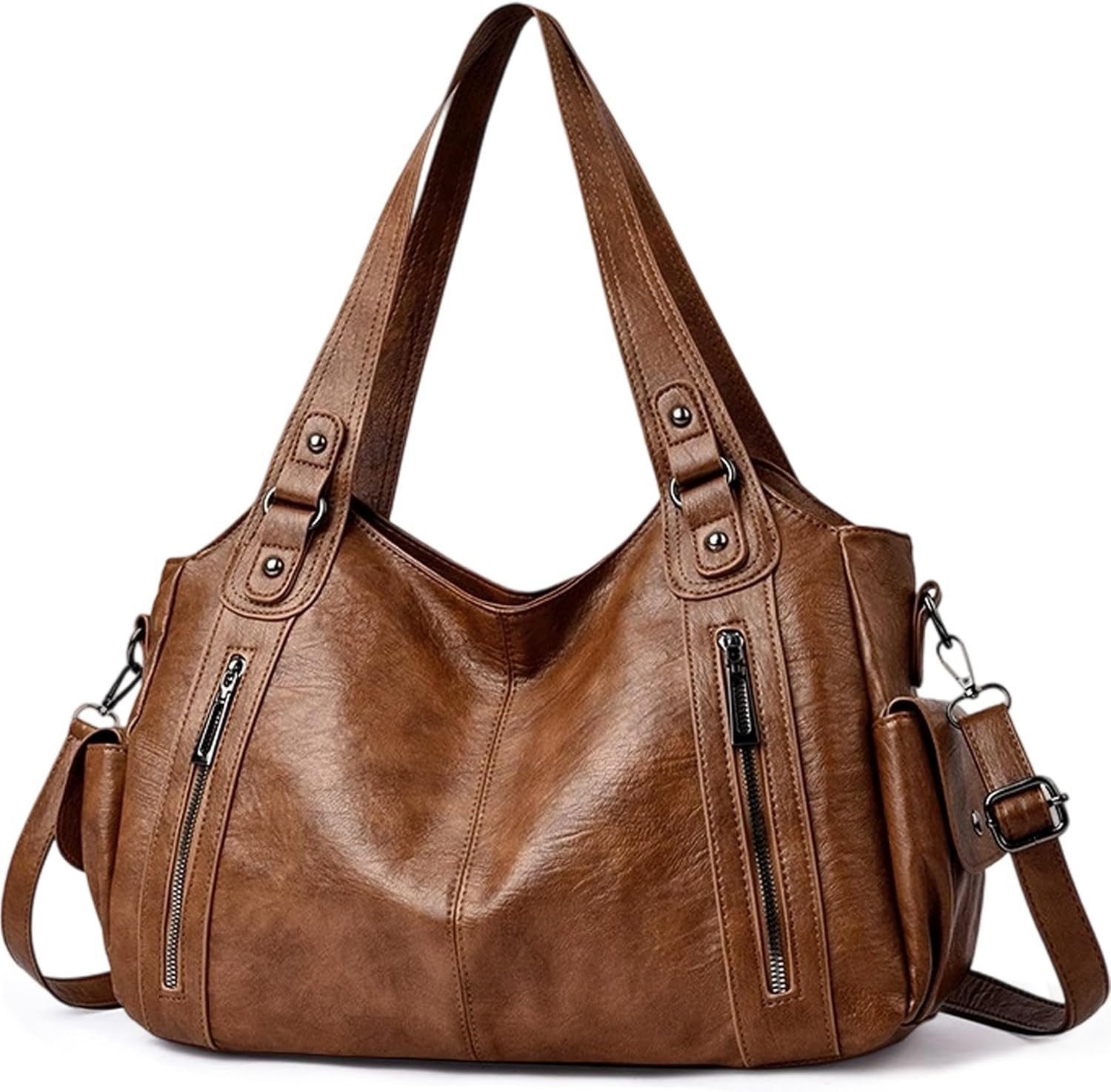 FOUORTUNATE-BEE Handtasche Große Damen-Shopper Tasche im Retro-Stil für Alltag & Arbeit, Vintage Umhängetasche für Damen, ideal für Reisen & Shopping