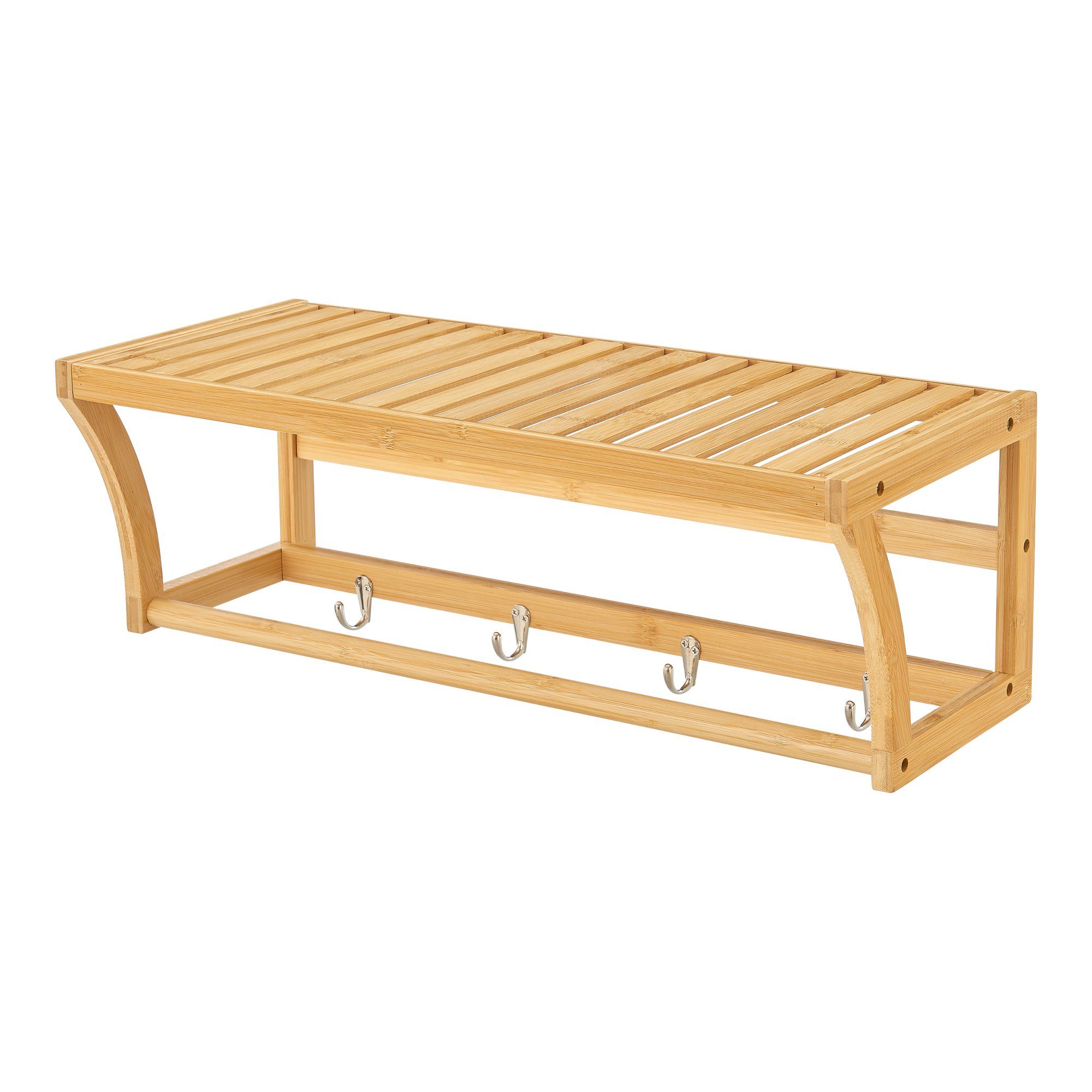 en.casa Wandregal, »Langeland« Bambus-Hängeregal mit Handtuchstange günstig online kaufen