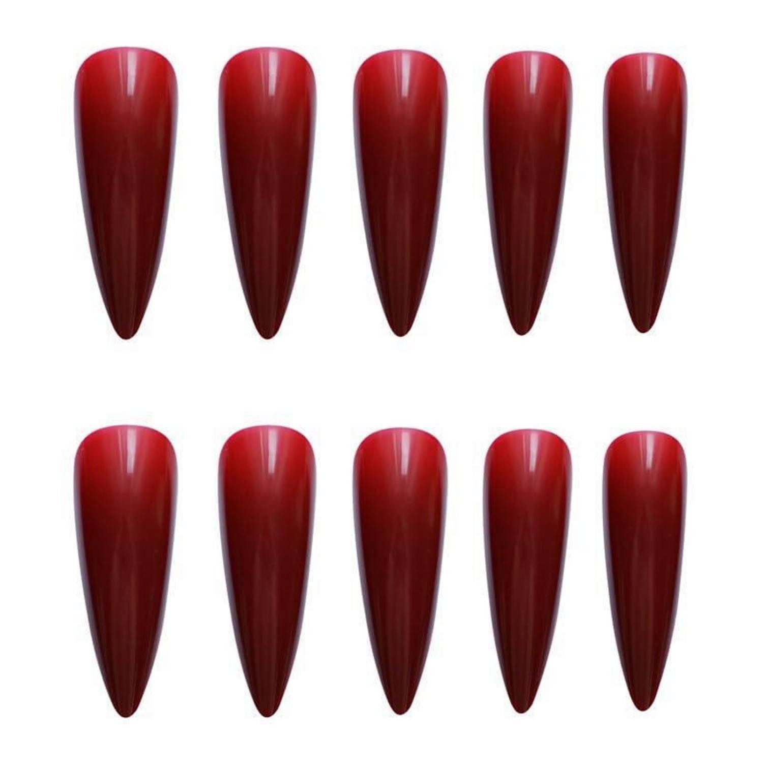 LuxusKollektion Kunstfingernägel Künstliche Fingernägel Stiletto rot Nagelkleber Halloween AHA2