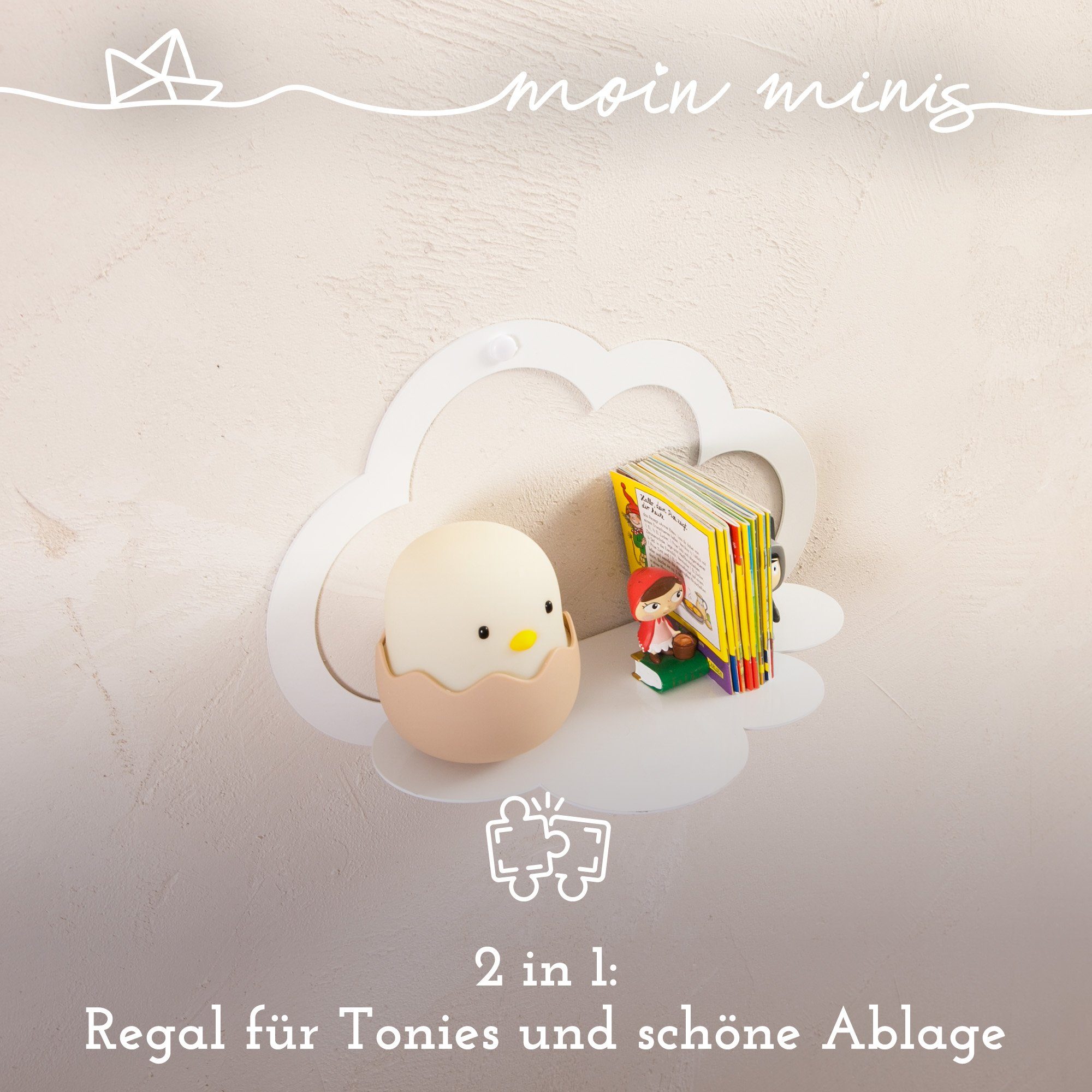 moin minis Wandregal moin minis Wolke Weiß magnetisches Regal kompatibel mit 20 Tonie – Bild 5 von 5
